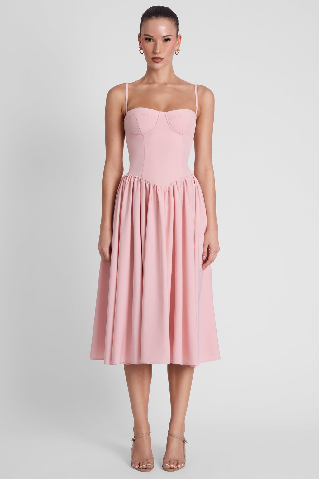 Ballerina Bustier Midi Dress - Pink