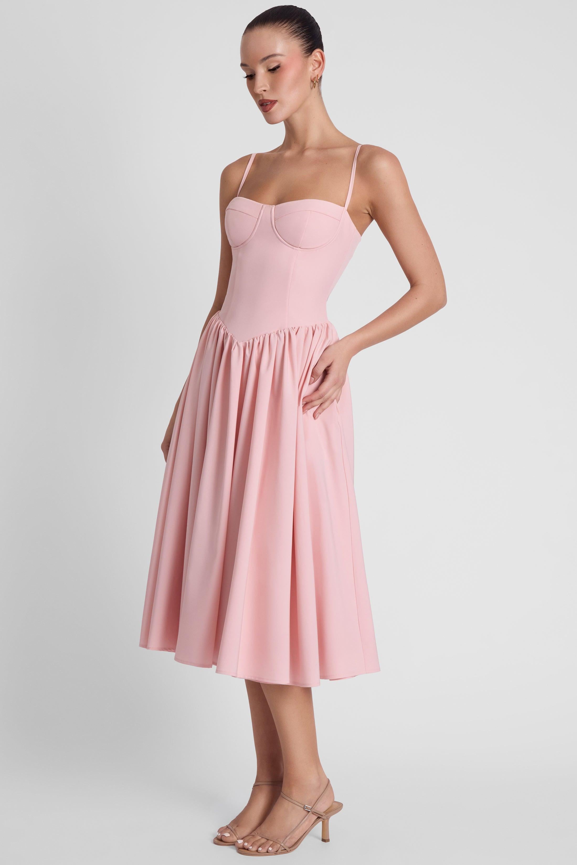 Ballerina Bustier Midi Dress - Pink