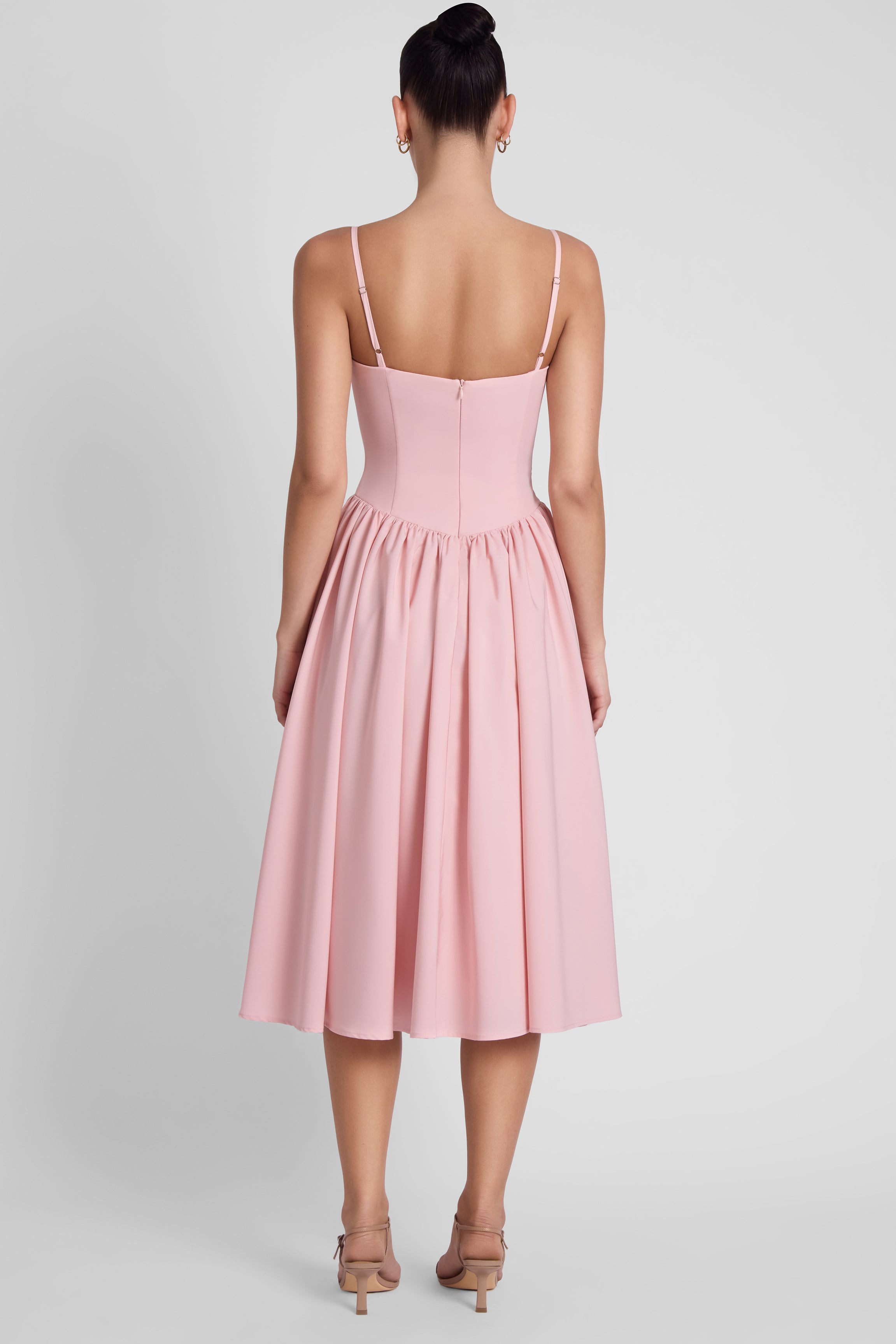 Robe bustier mi-longue ballerine - Rose