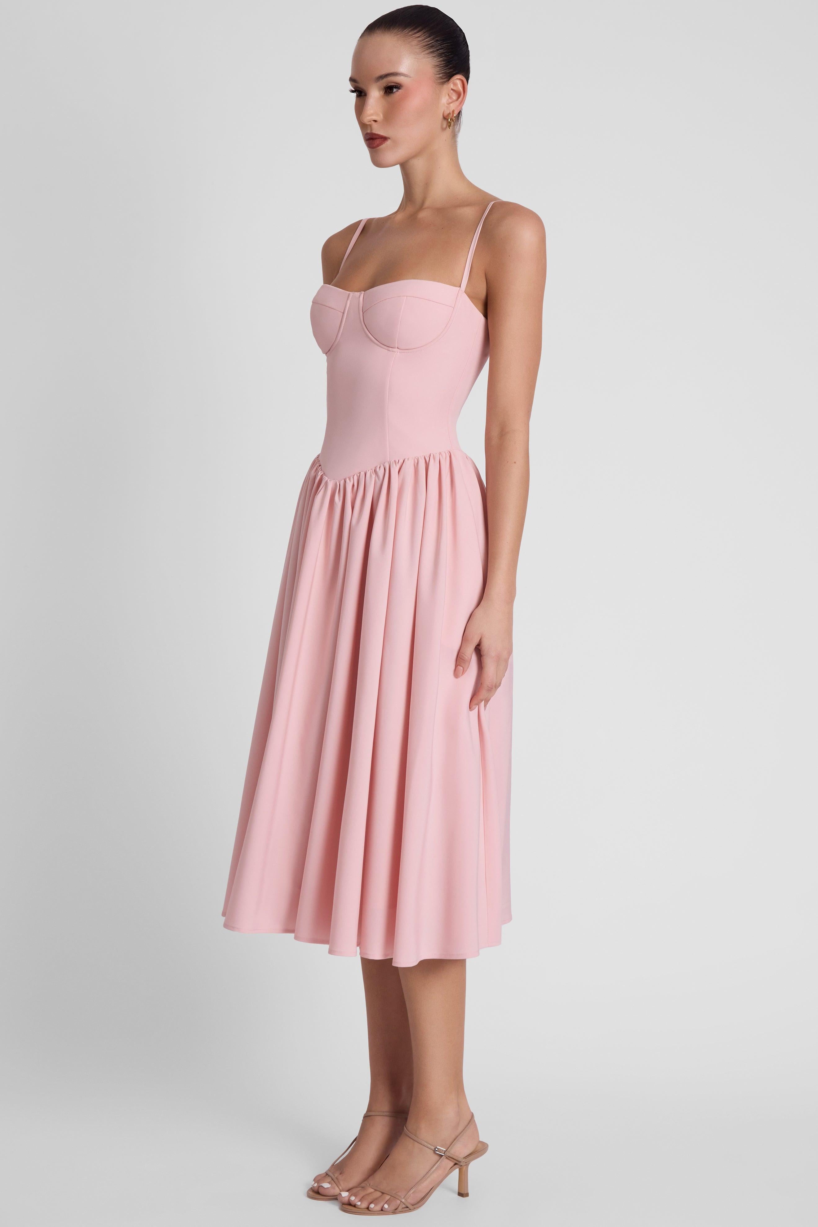 Ballerina Bustier Midi Dress - Pink