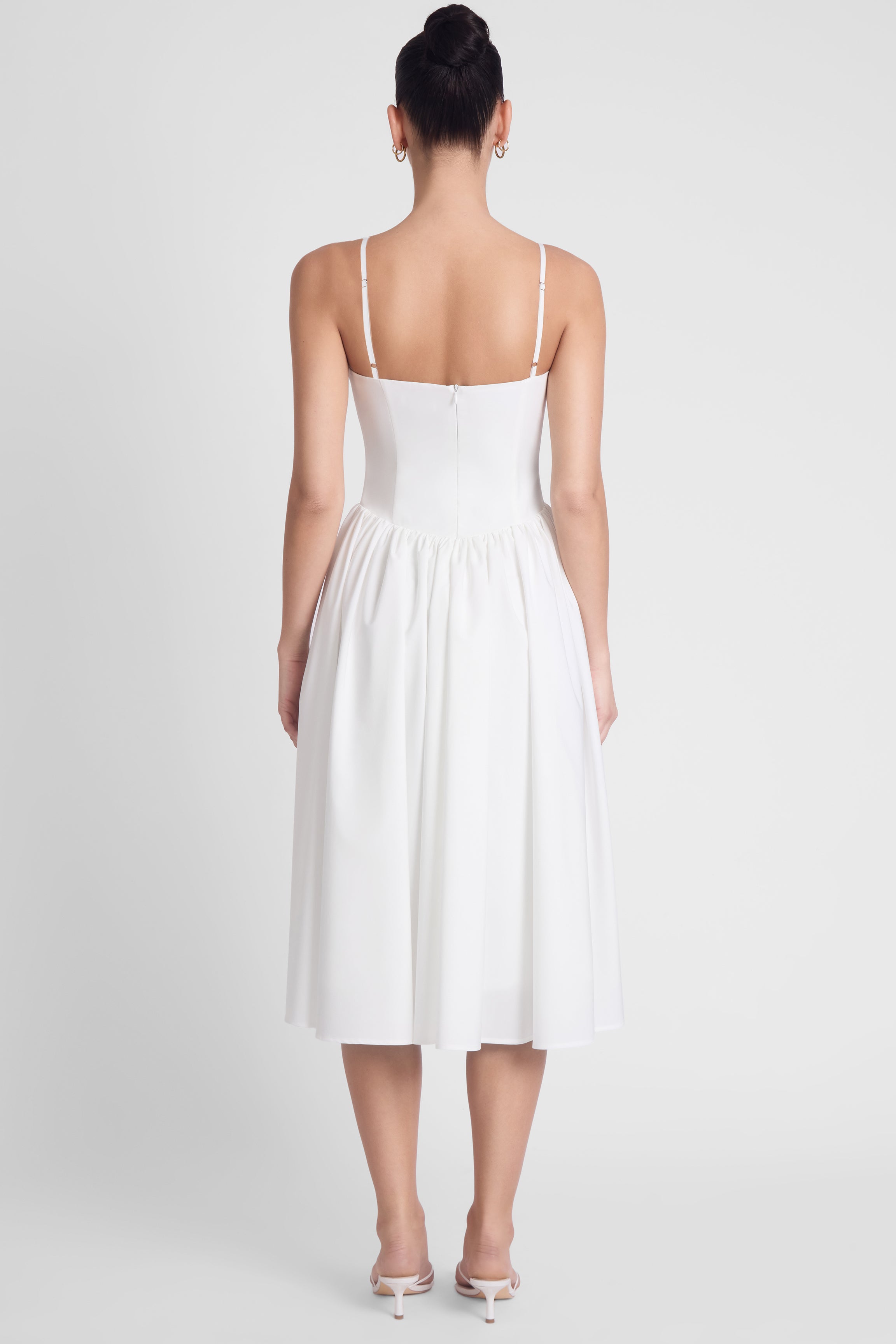 Robe bustier mi-longue ballerine - Blanche