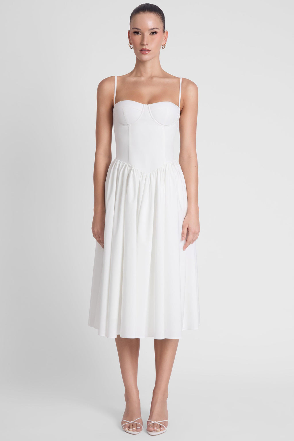 Ballerina Bustier Midi Dress - White