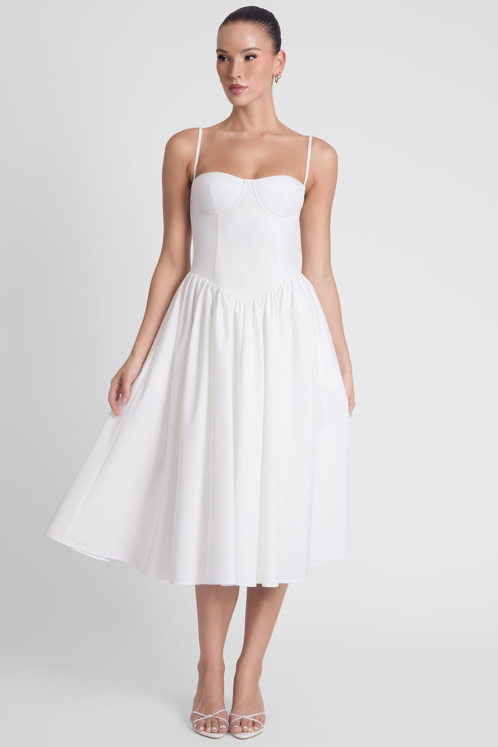 Ballerina Bustier Midi Dress - White