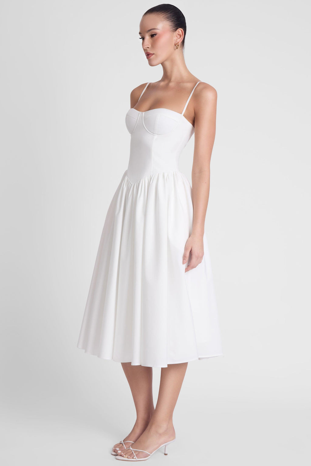 Ballerina Bustier Midi Dress - White