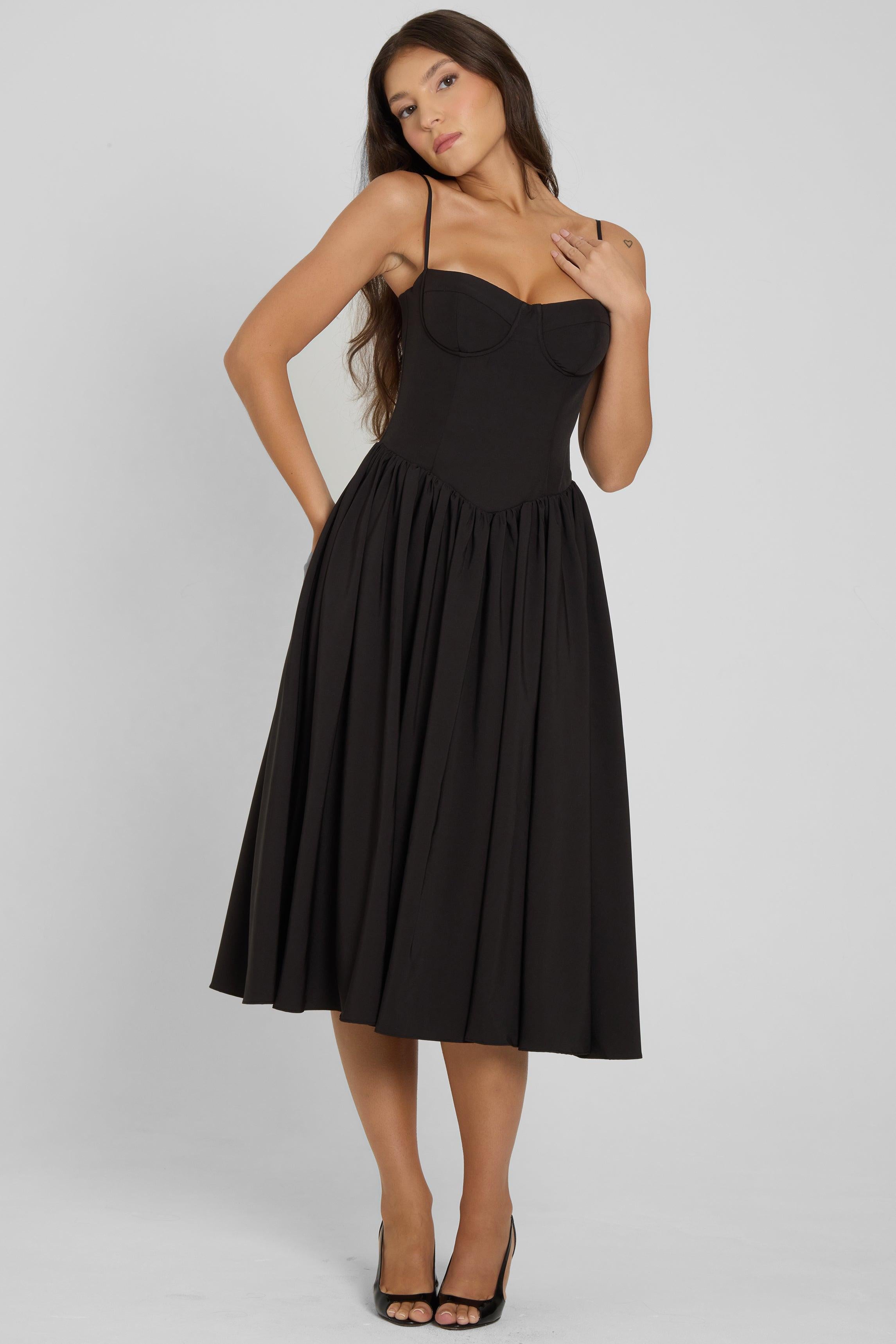 Dress Midi Length Black Midi Cocktail Dresses Uk Ballerina Bustier Midi Dress Black LEAU Dress Midi Length Black Midi Cocktail Dresses Uk Ballerina Bustier Midi Dress Black LEAU