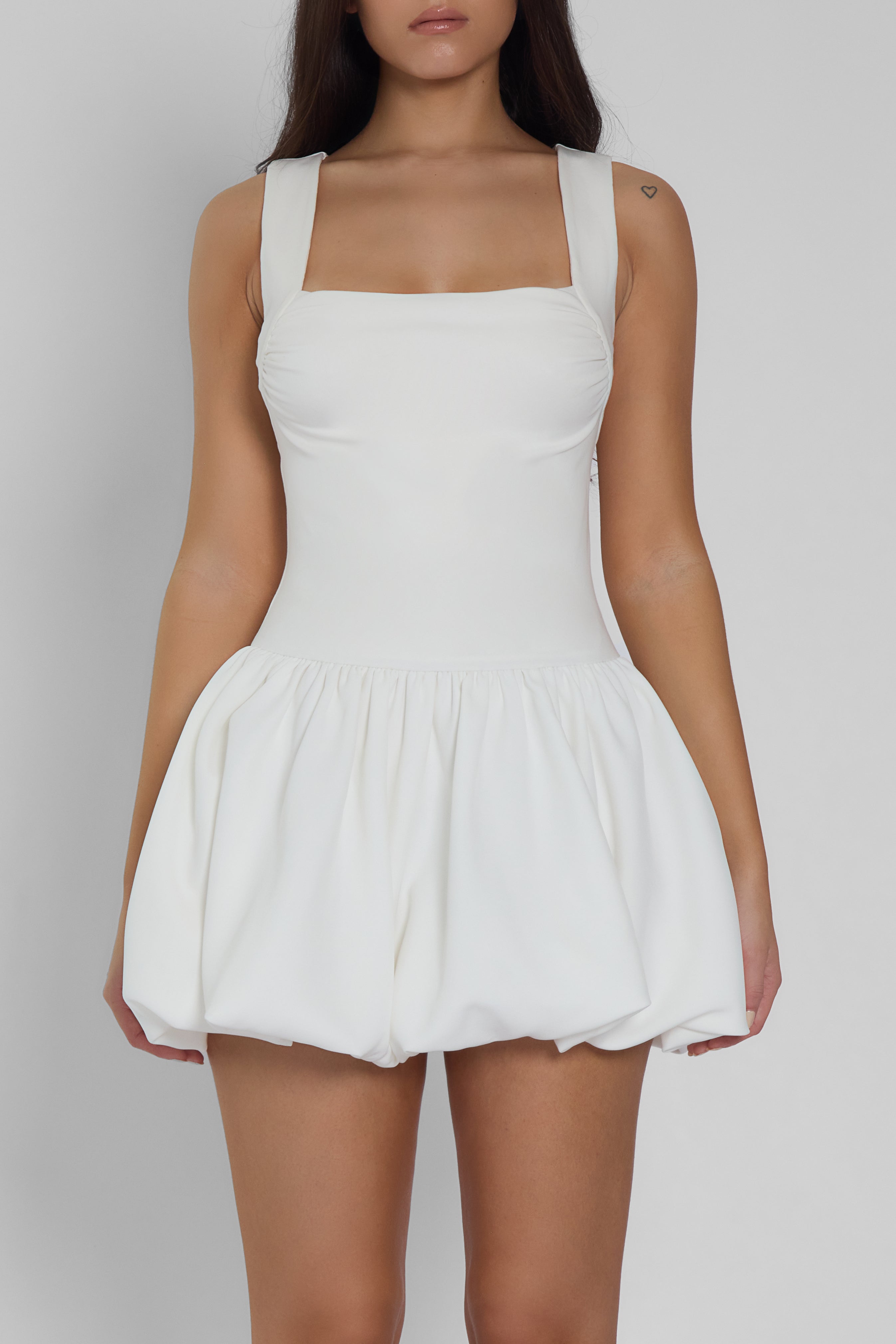 Bisou Bubble Knit Mini Dress - White