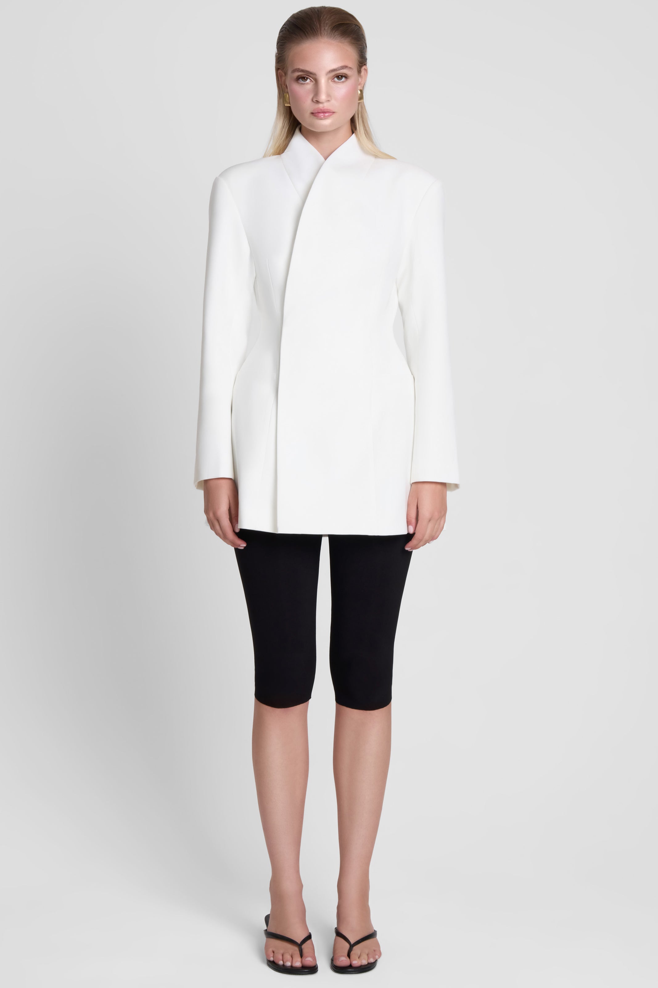 Cairo Hourglass Belted Coat - White