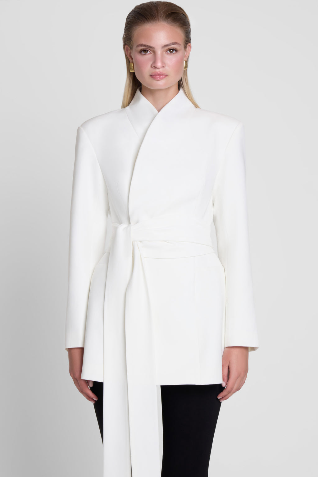 Cairo Hourglass Belted Coat - White