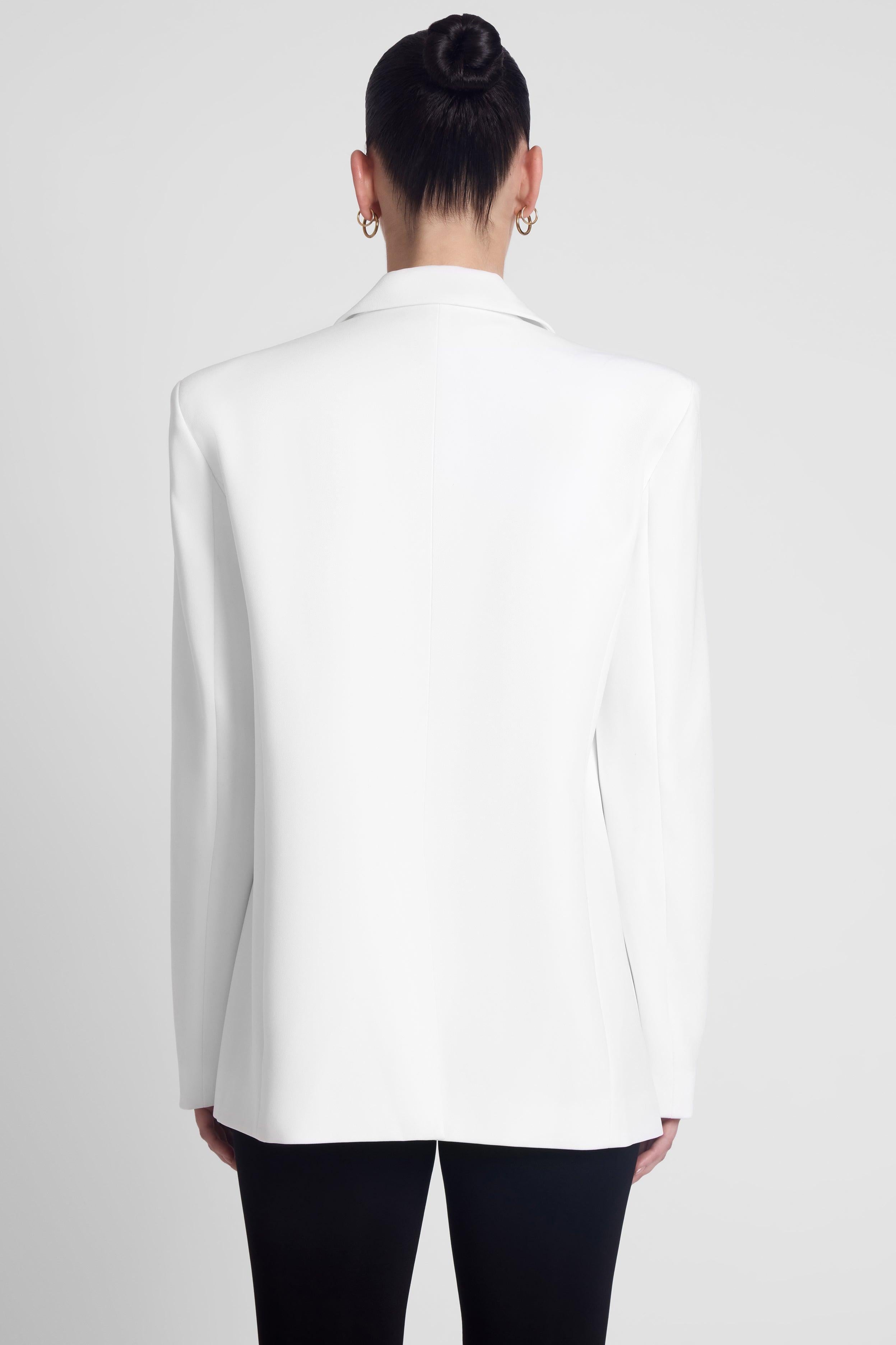 Classic Column Oversized Blazer - White