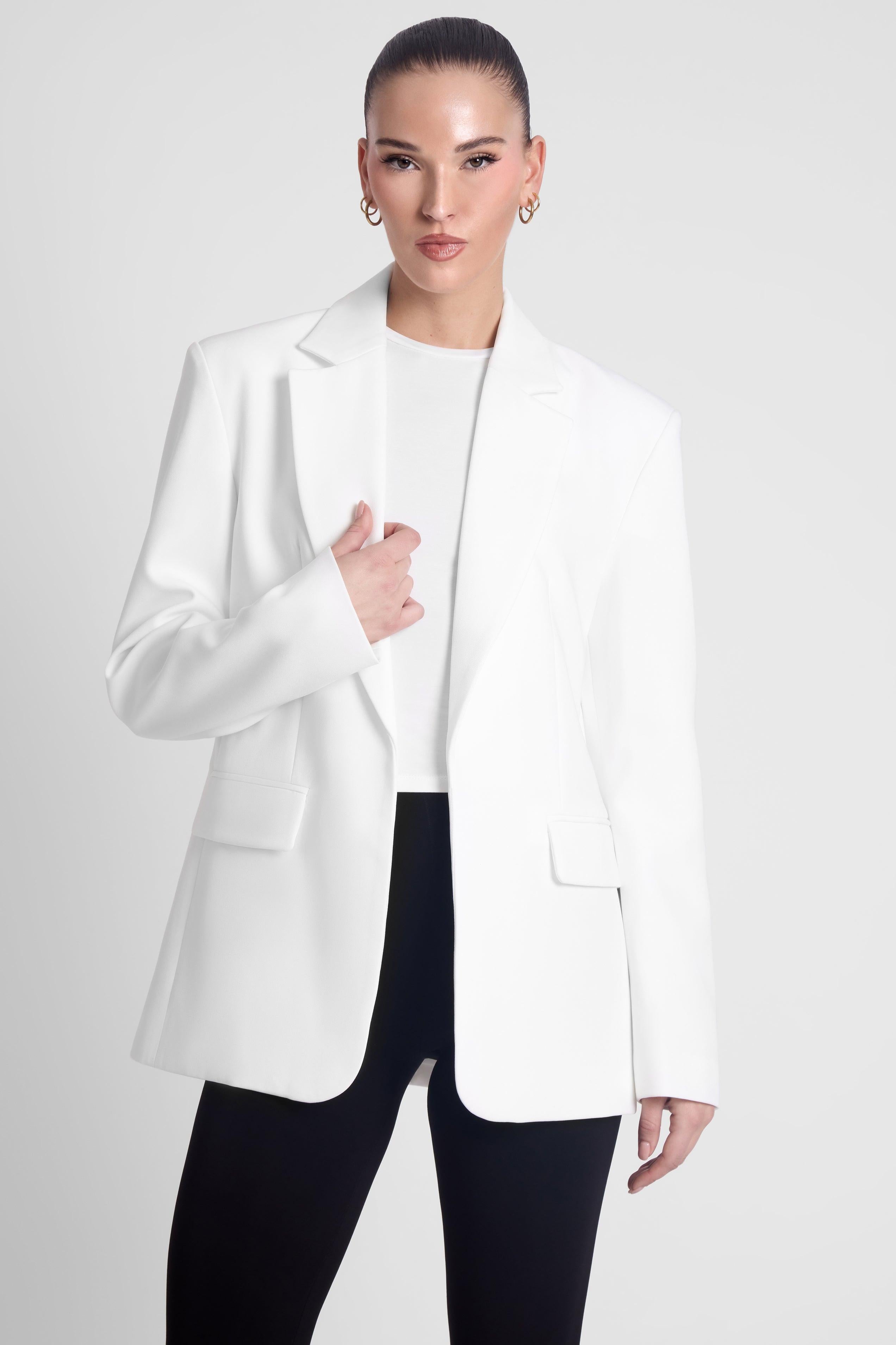 Classic Column Oversized Blazer - White