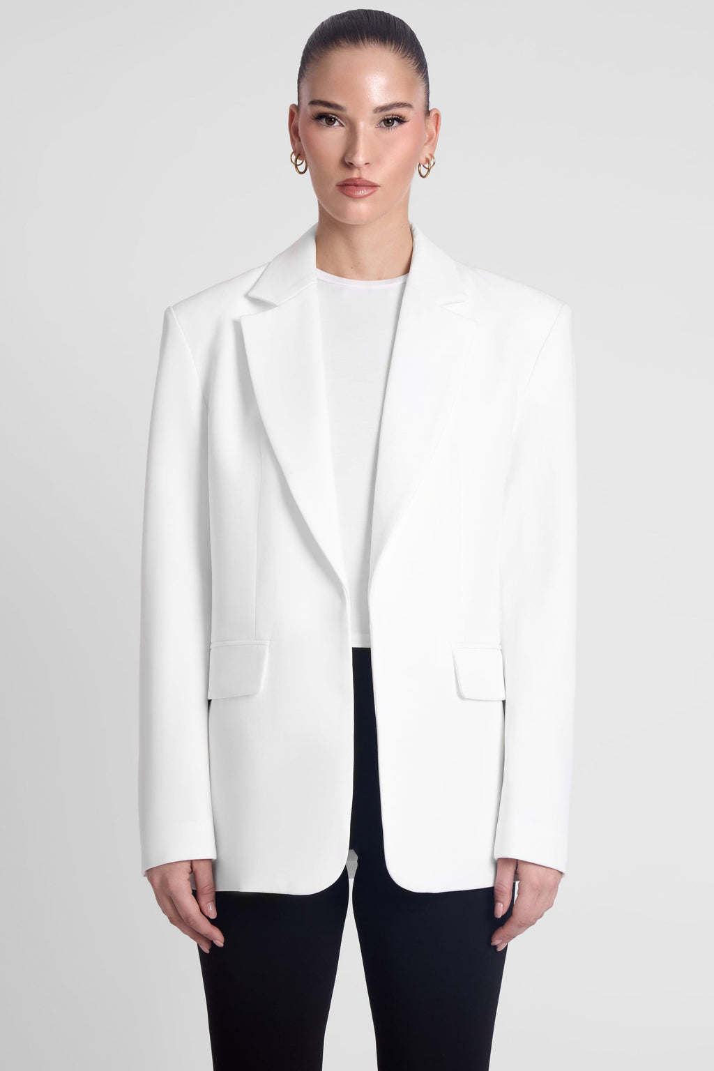 Classic Column Oversized Blazer - White
