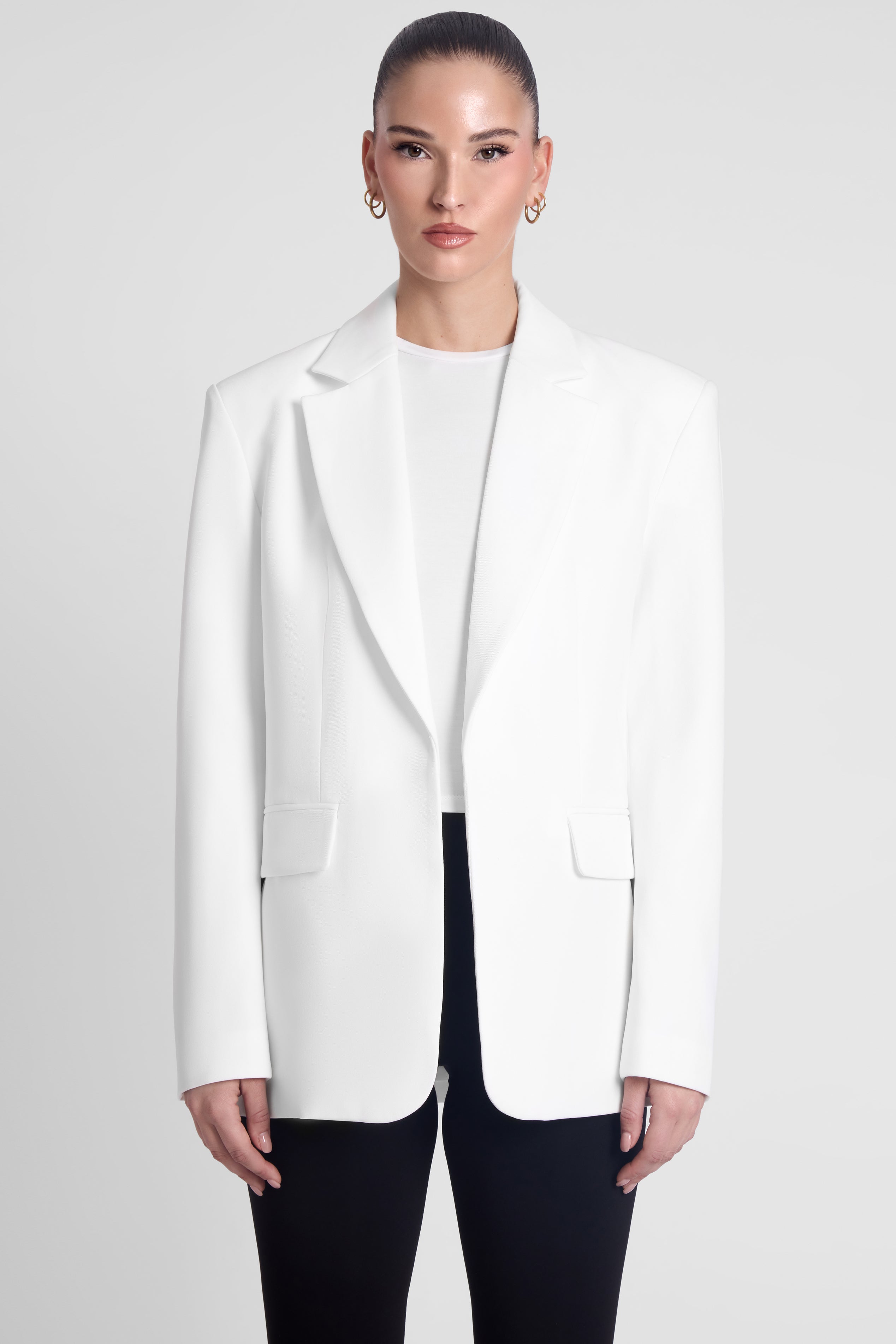 Classic Column Oversized Blazer - White