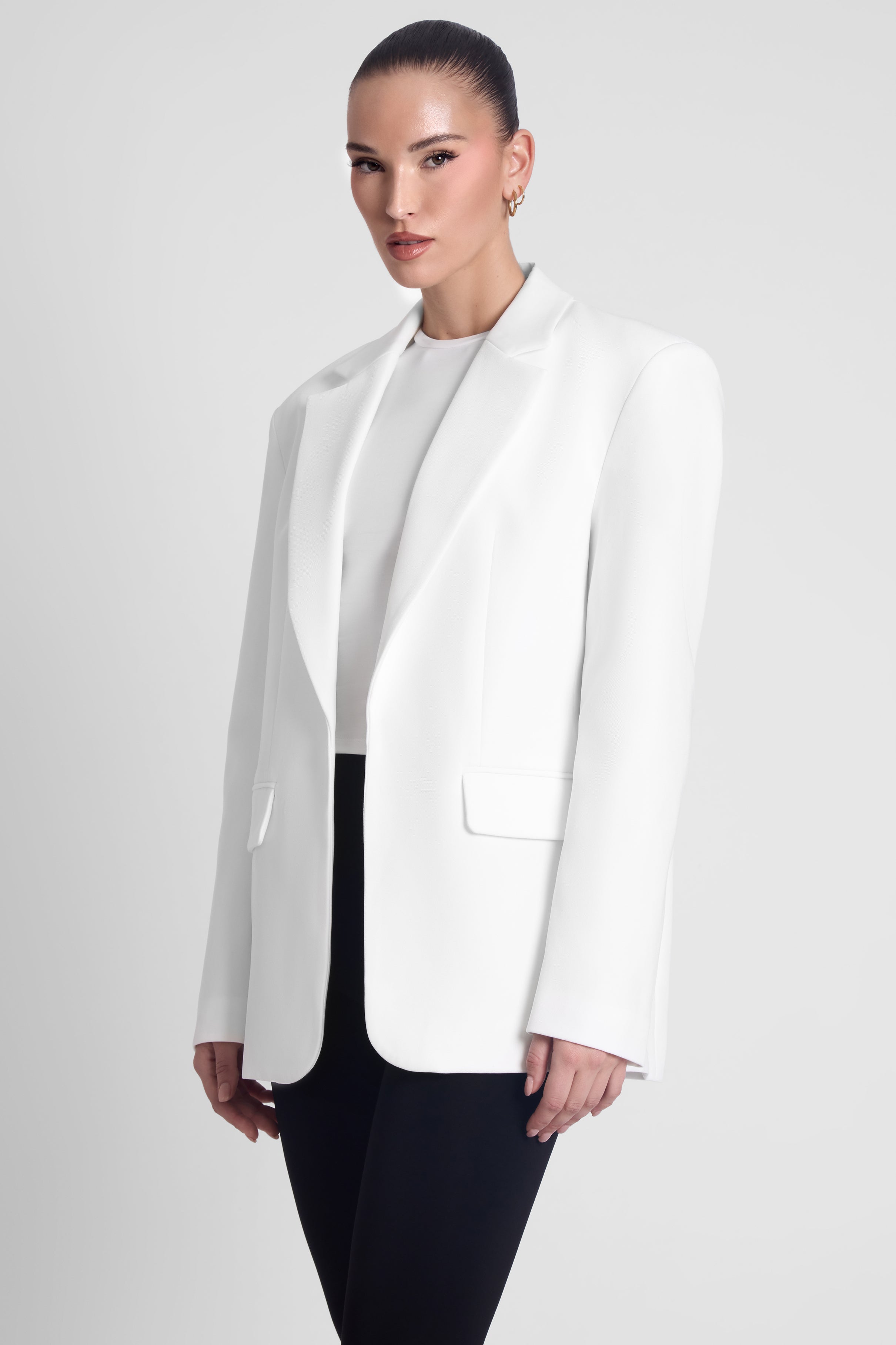Classic Column Oversized Blazer - White