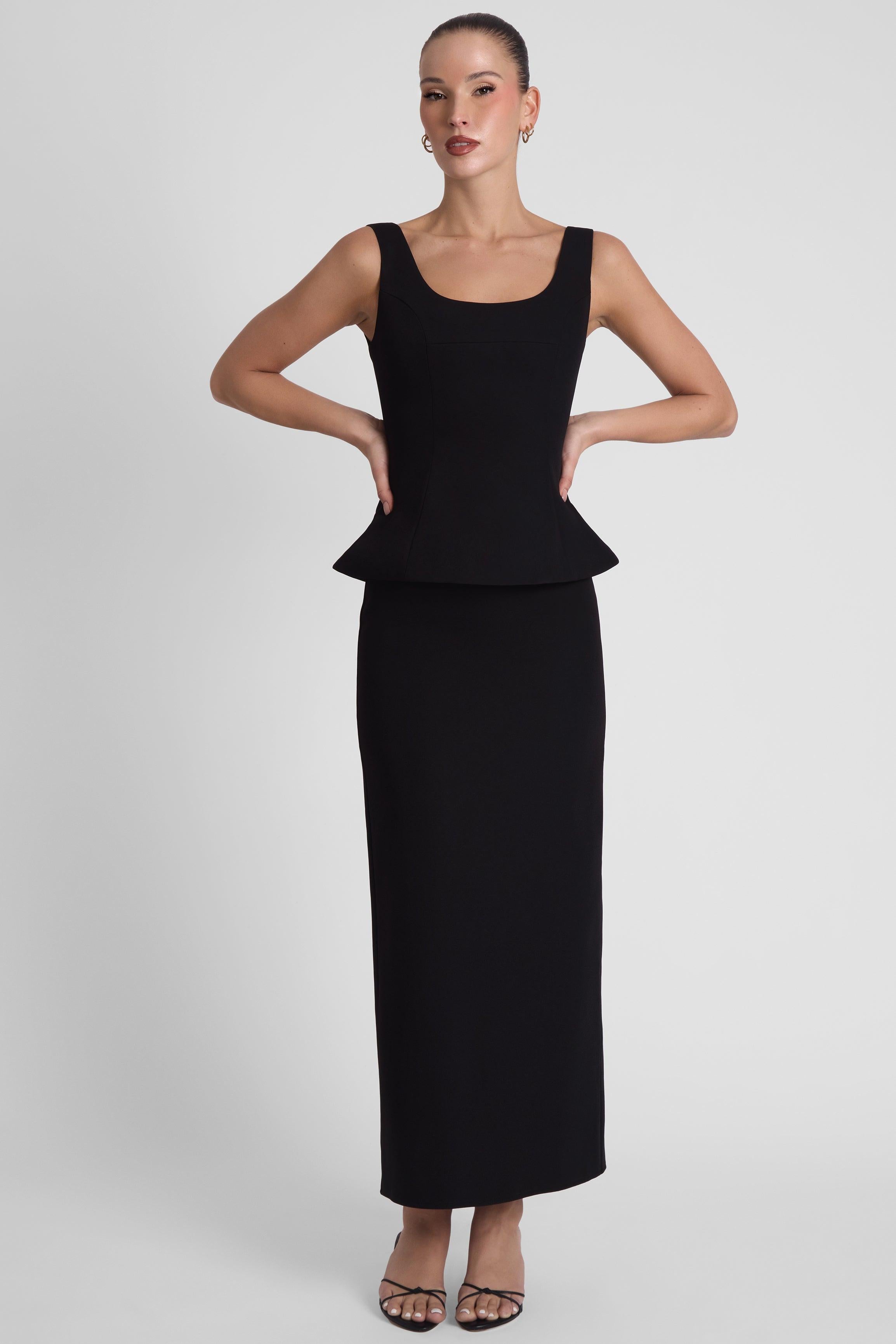 Classic Column Maxi Skirt - Black