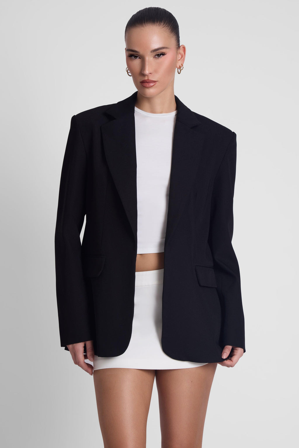 Classic Column Oversized Blazer - Black