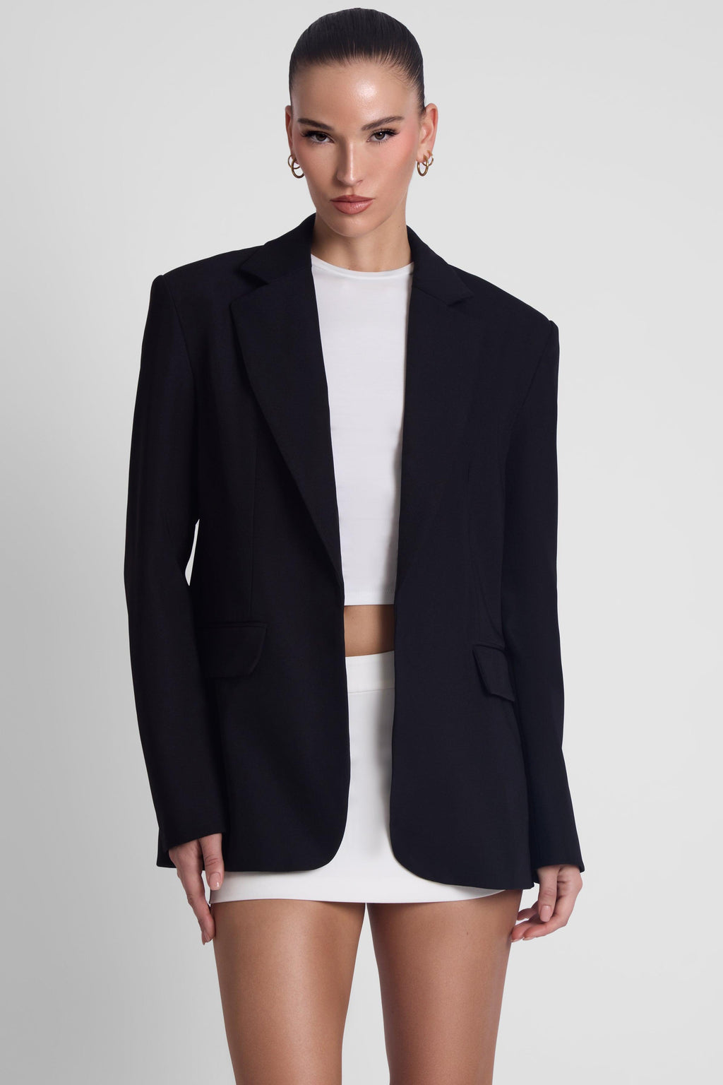 Classic Column Oversized Blazer - Black