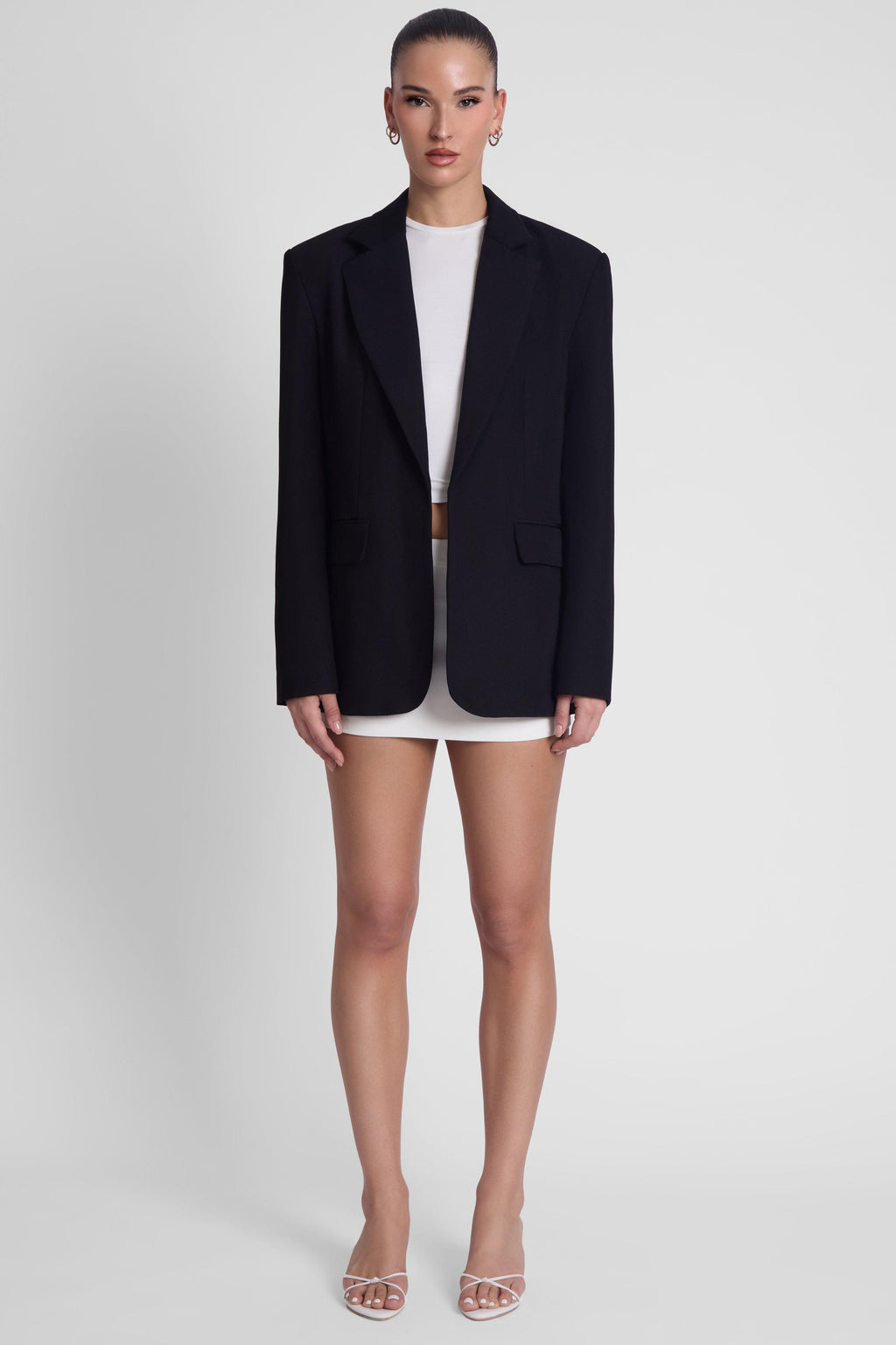 Classic Column Oversized Blazer - Black