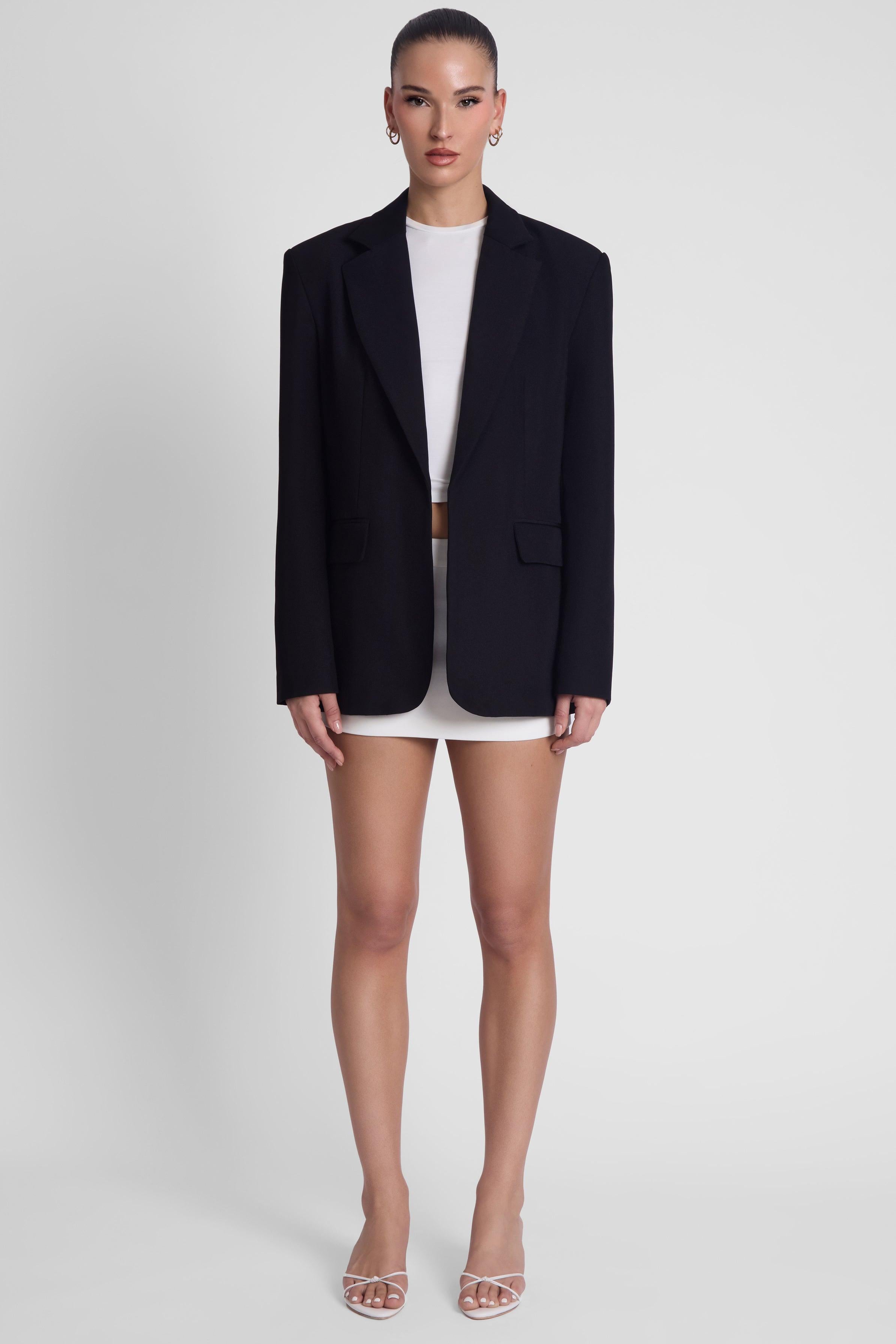 Classic Column Oversized Blazer - Black
