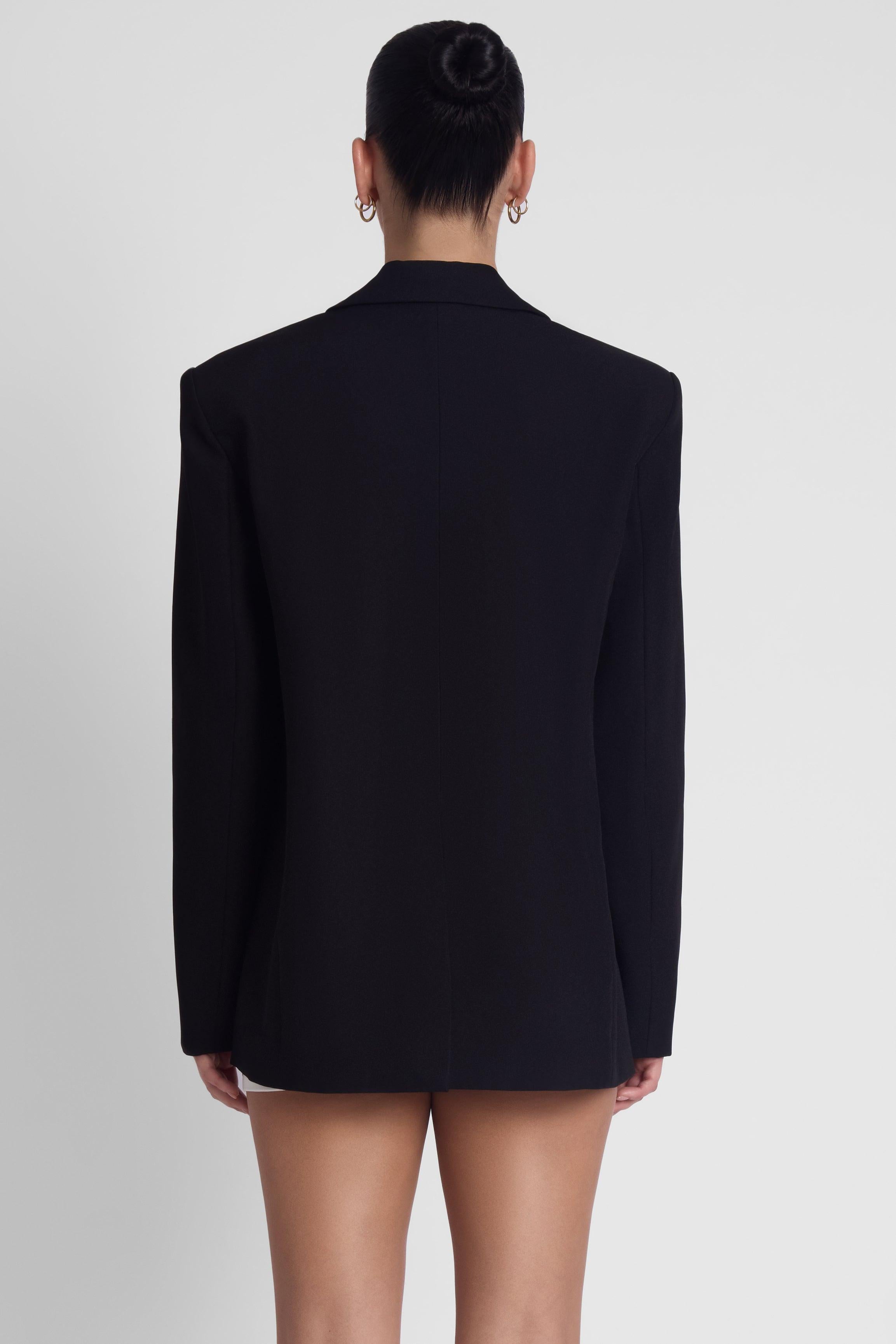Classic Column Oversized Blazer - Black