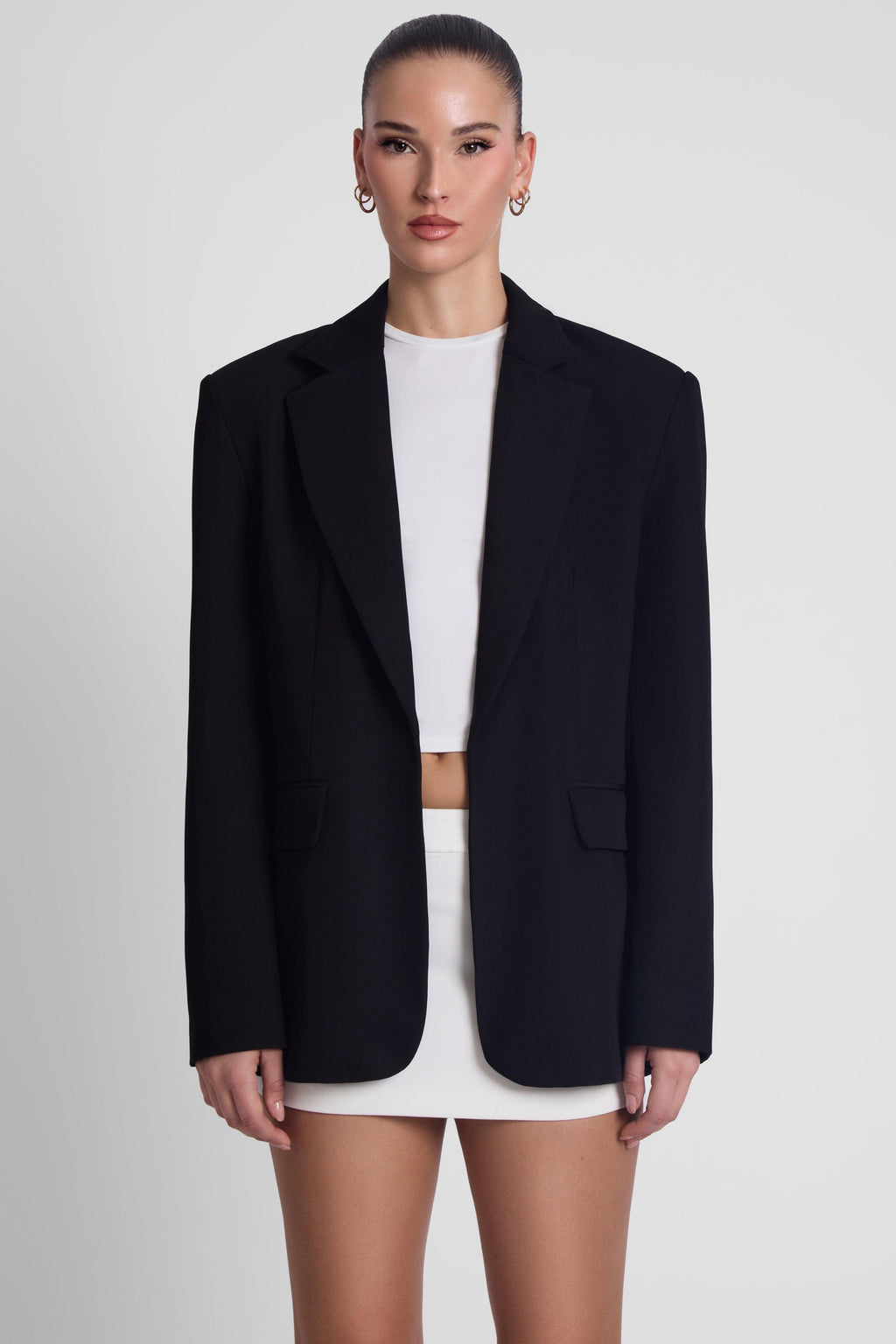 Classic Column Oversized Blazer - Black