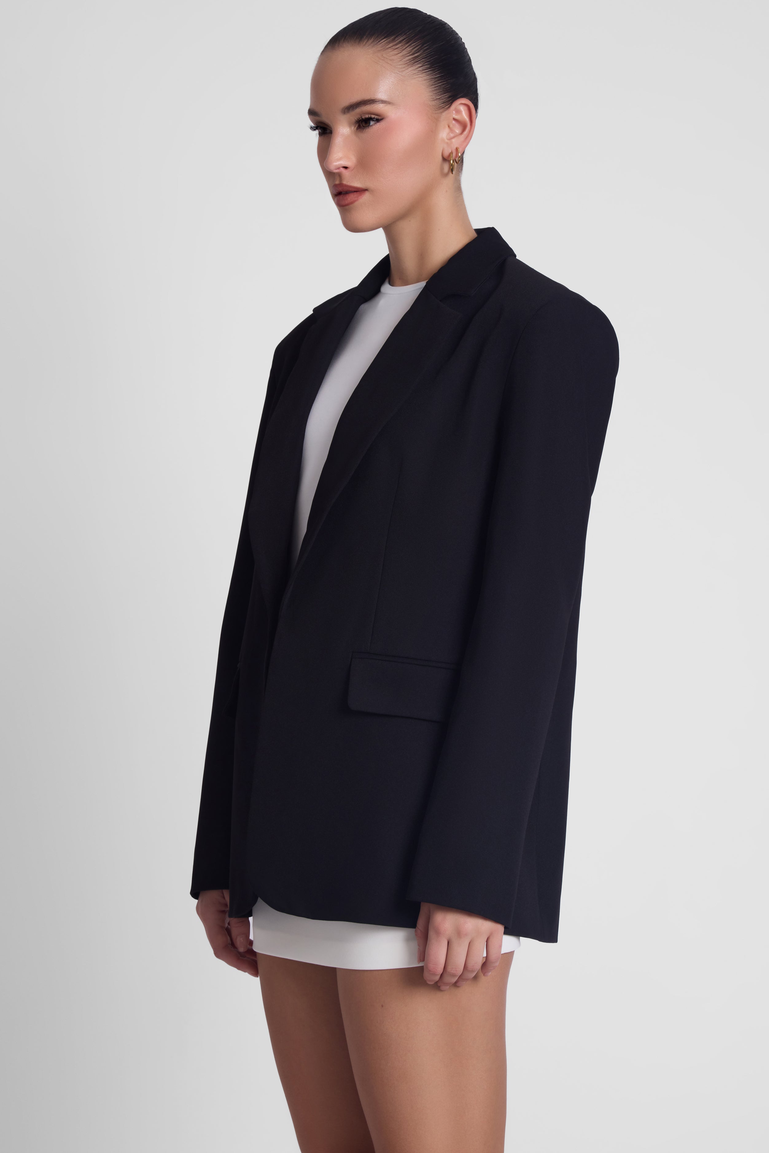 Classic Column Oversized Blazer - Black
