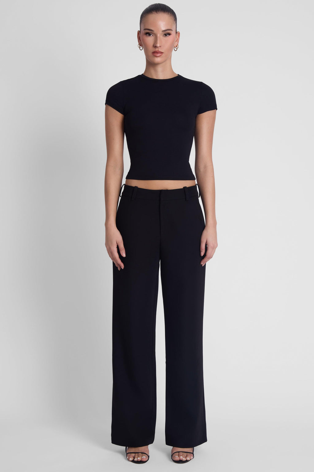 Classic Column Straight Trousers - Black