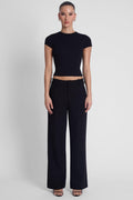 Classic Column Straight Trousers - Black