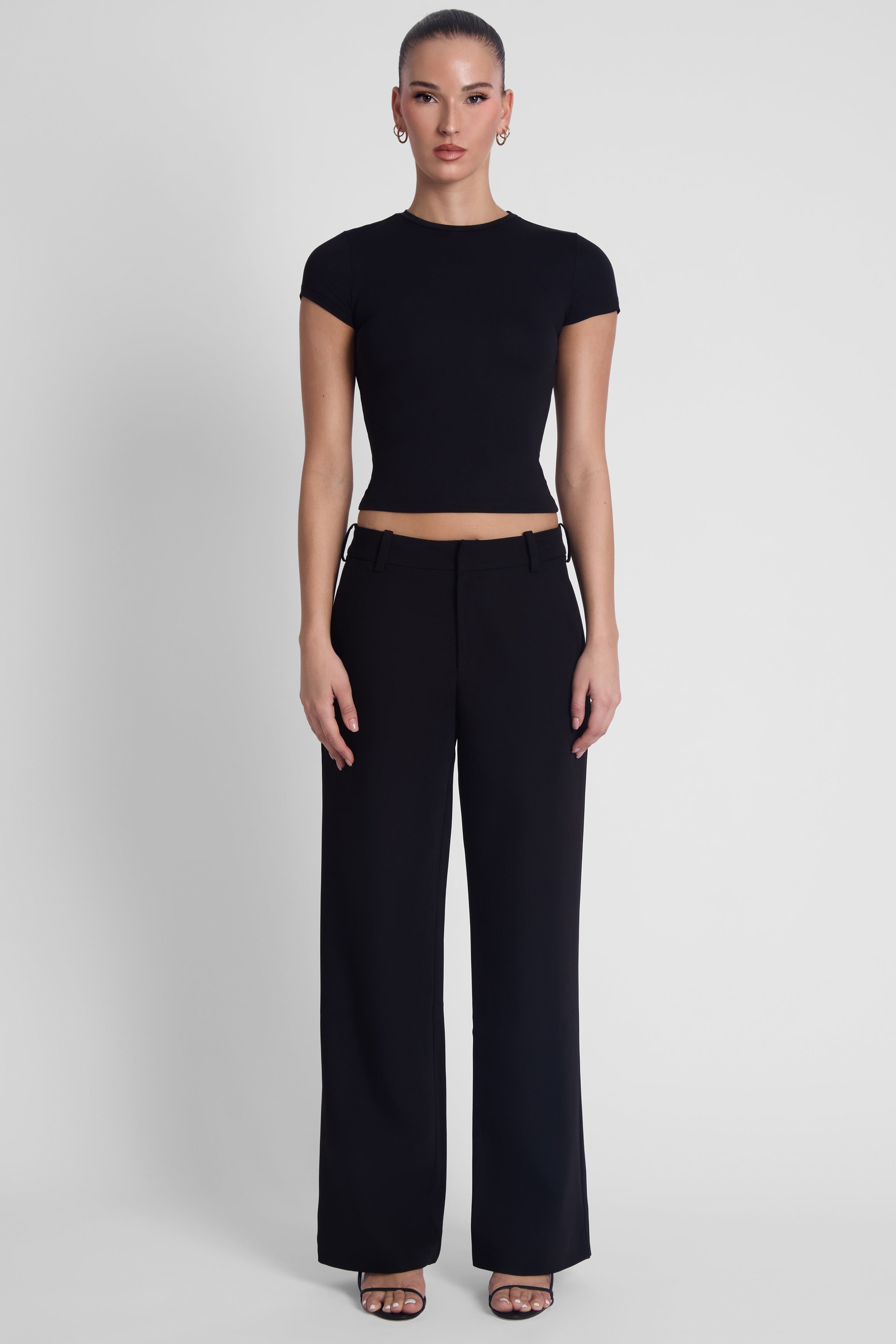 Classic Column Straight Trousers - Black