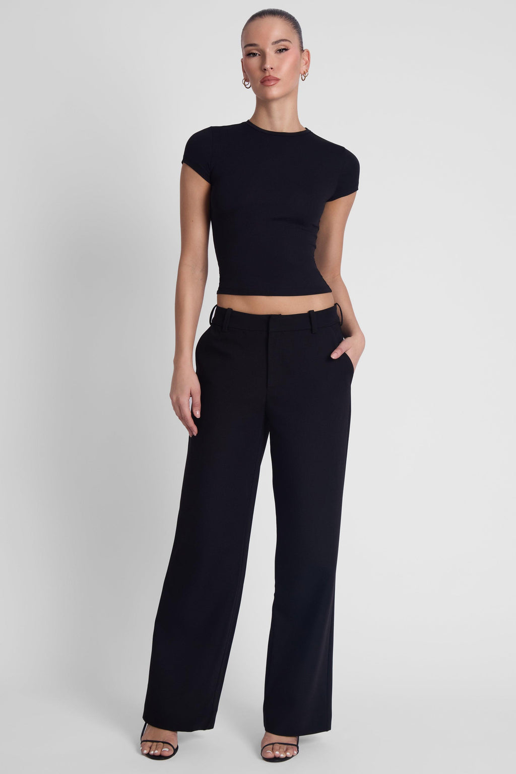 Classic Column Straight Trousers - Black