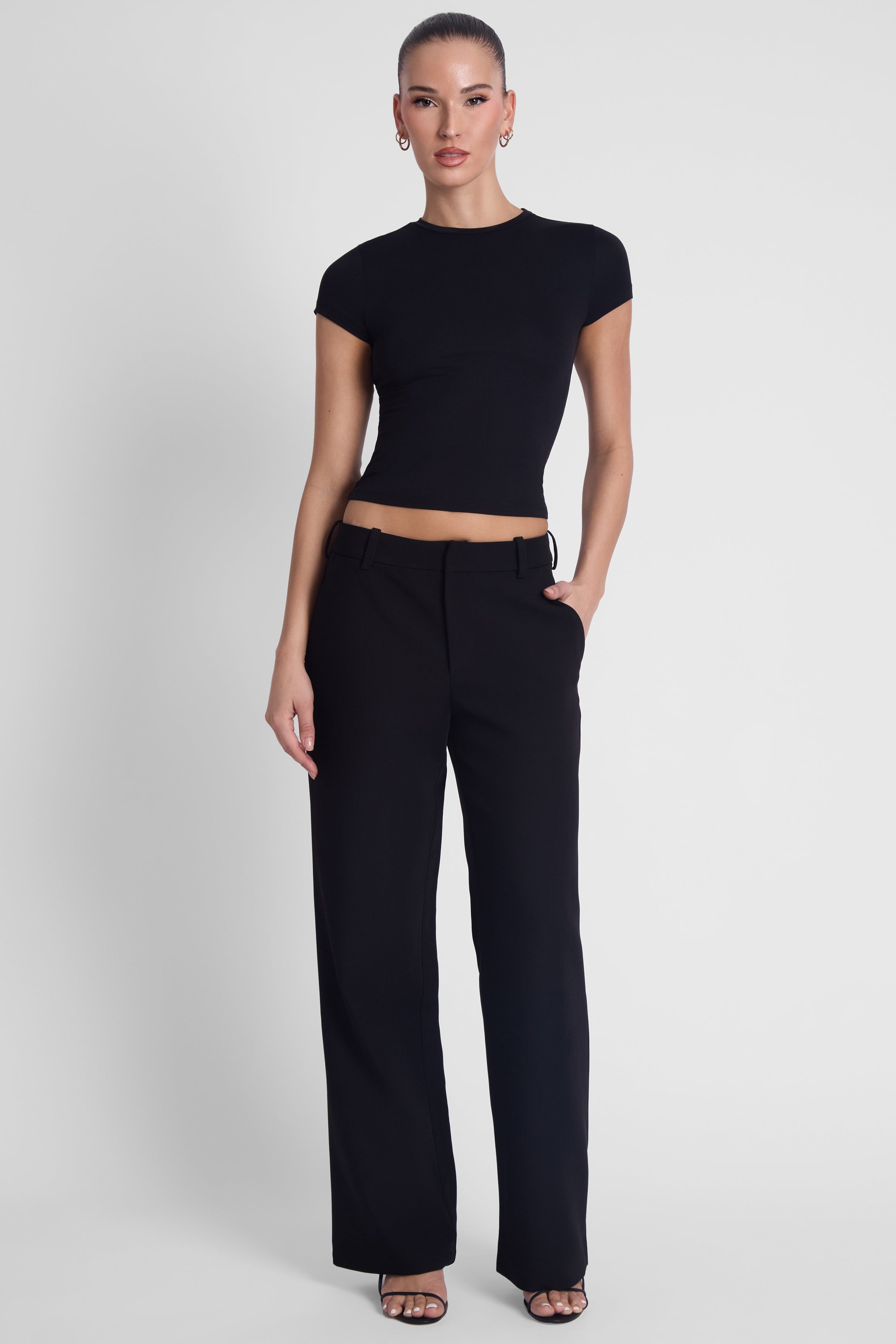 Classic Column Straight Trousers - Black