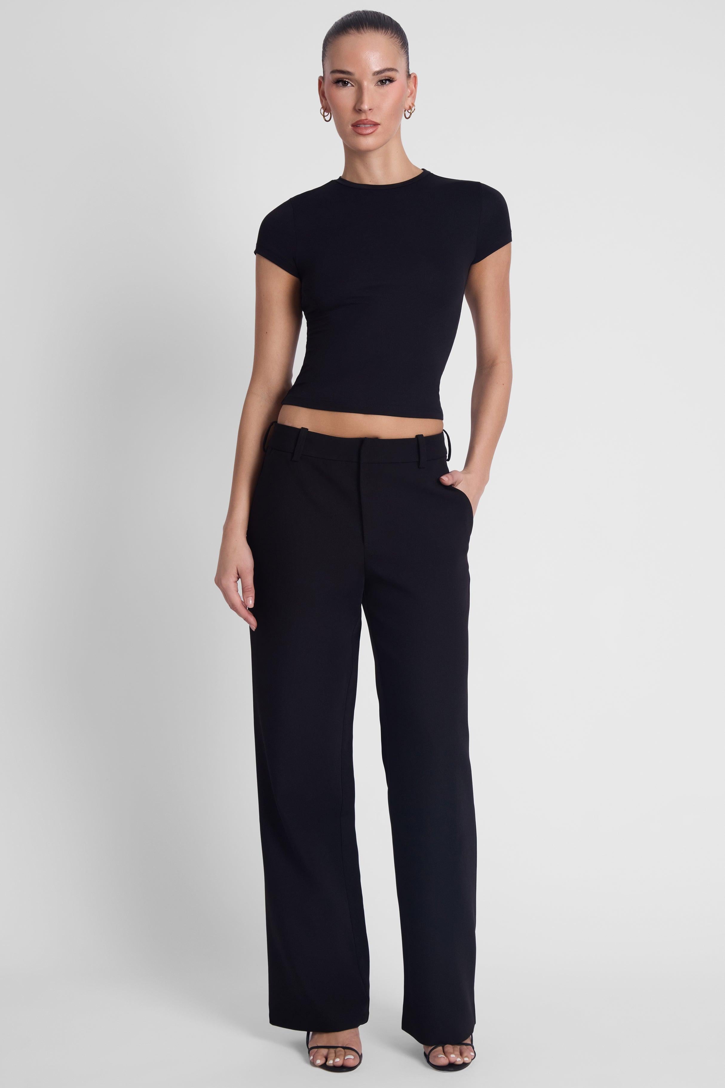 Classic Column Straight Trousers - Black