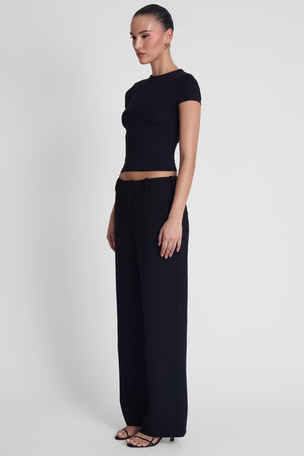 Classic Column Straight Trousers - Black