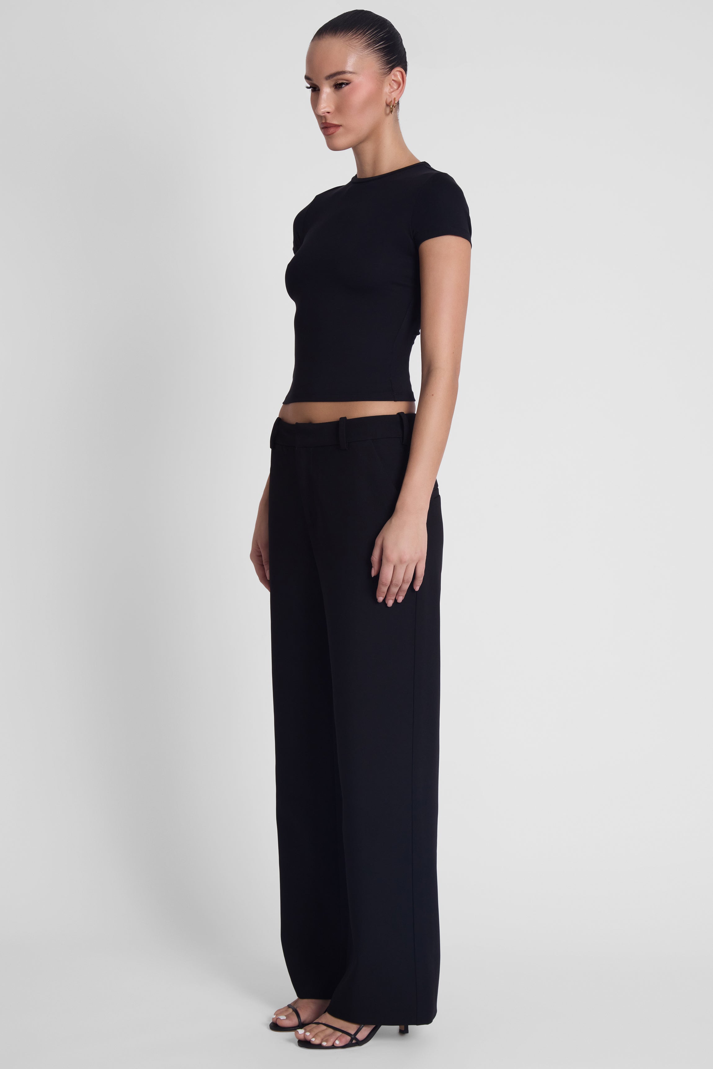 Classic Column Straight Trousers - Black
