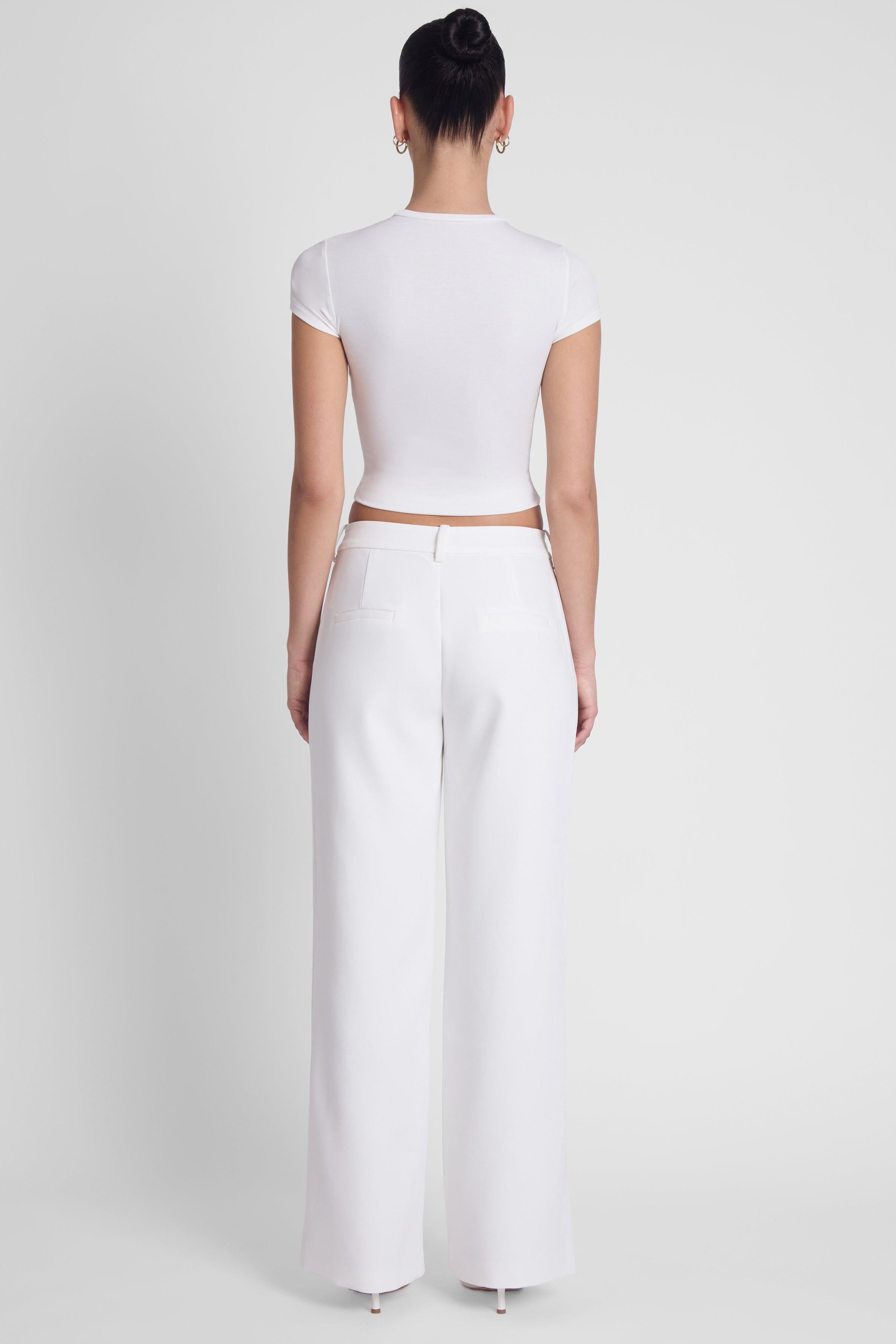 Classic Column Straight Trousers - White