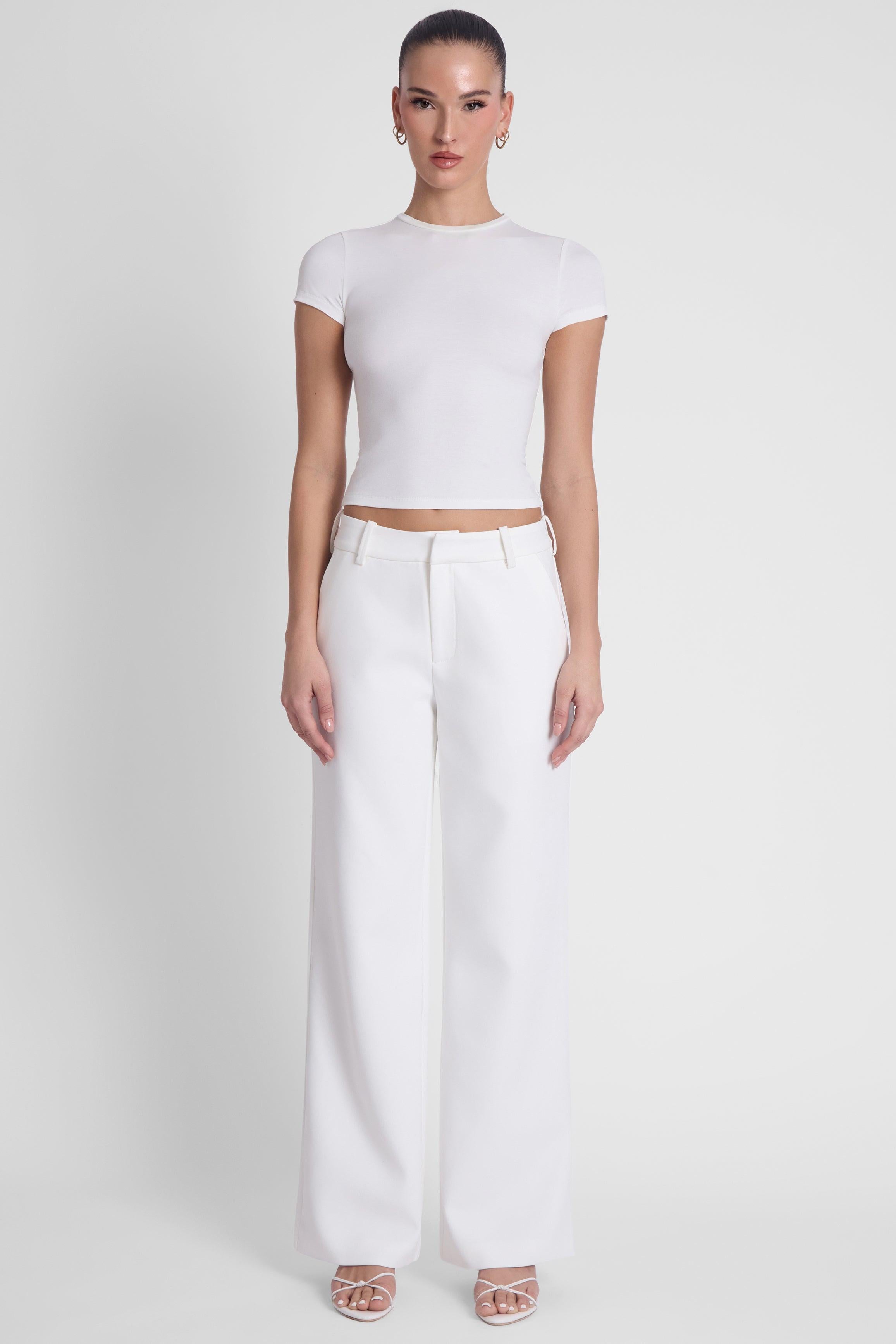 Classic Column Straight Trousers - White