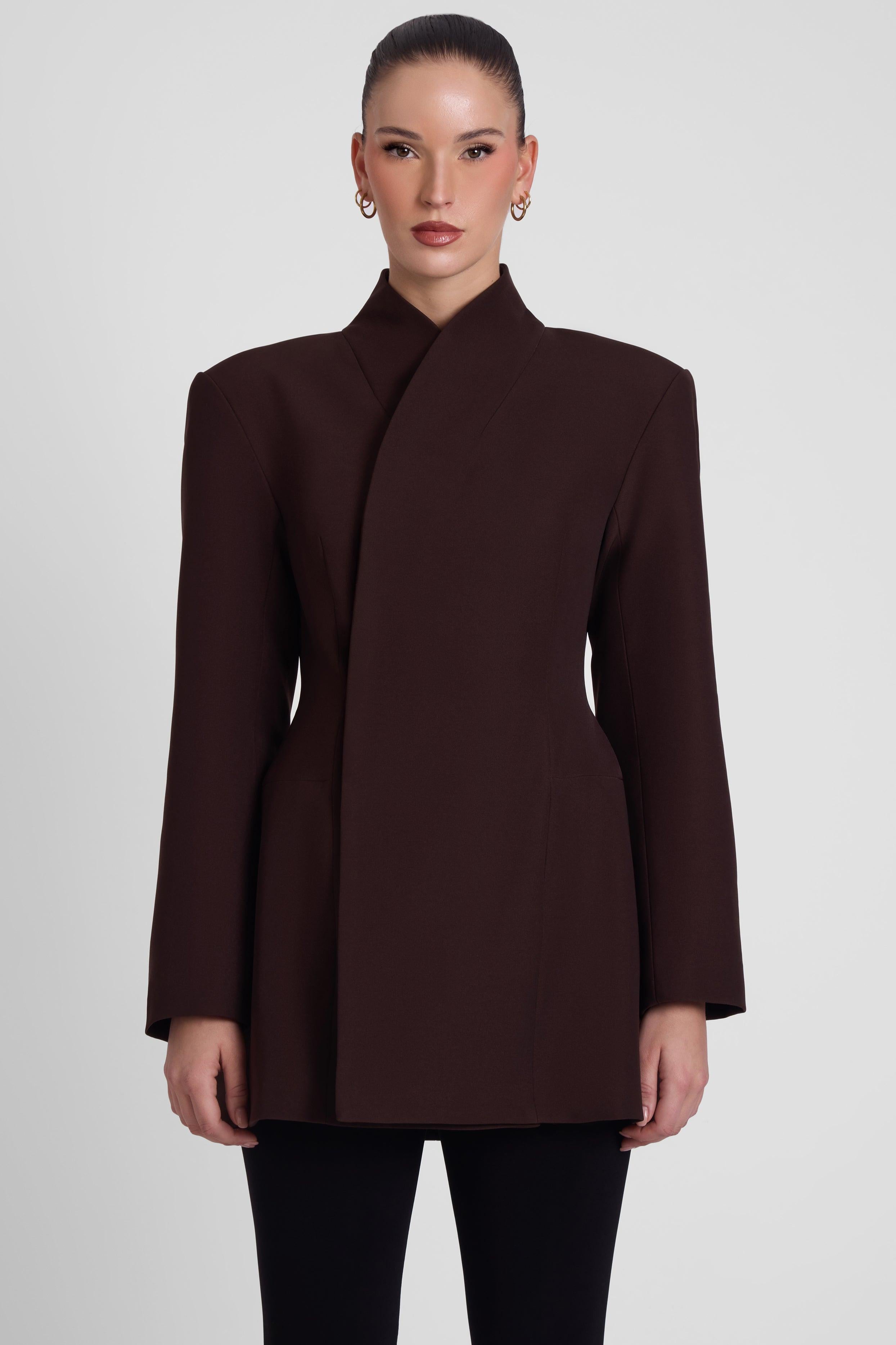 【再出品】UND PLUMP SLEEVE BELTED COAT Cairo Hourglass Belted Coat - Chocolate Brown – LEAU