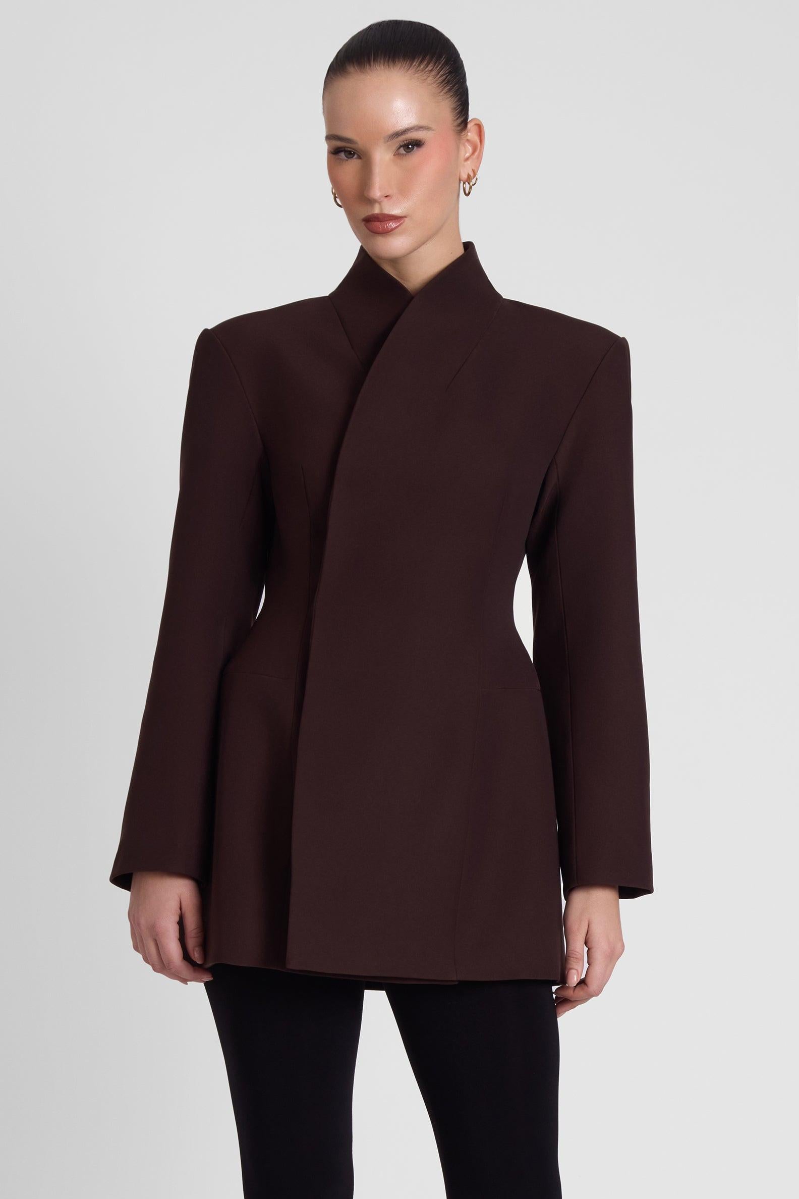 Cairo Hourglass Belted Coat - Chocolate Brown – LEAU