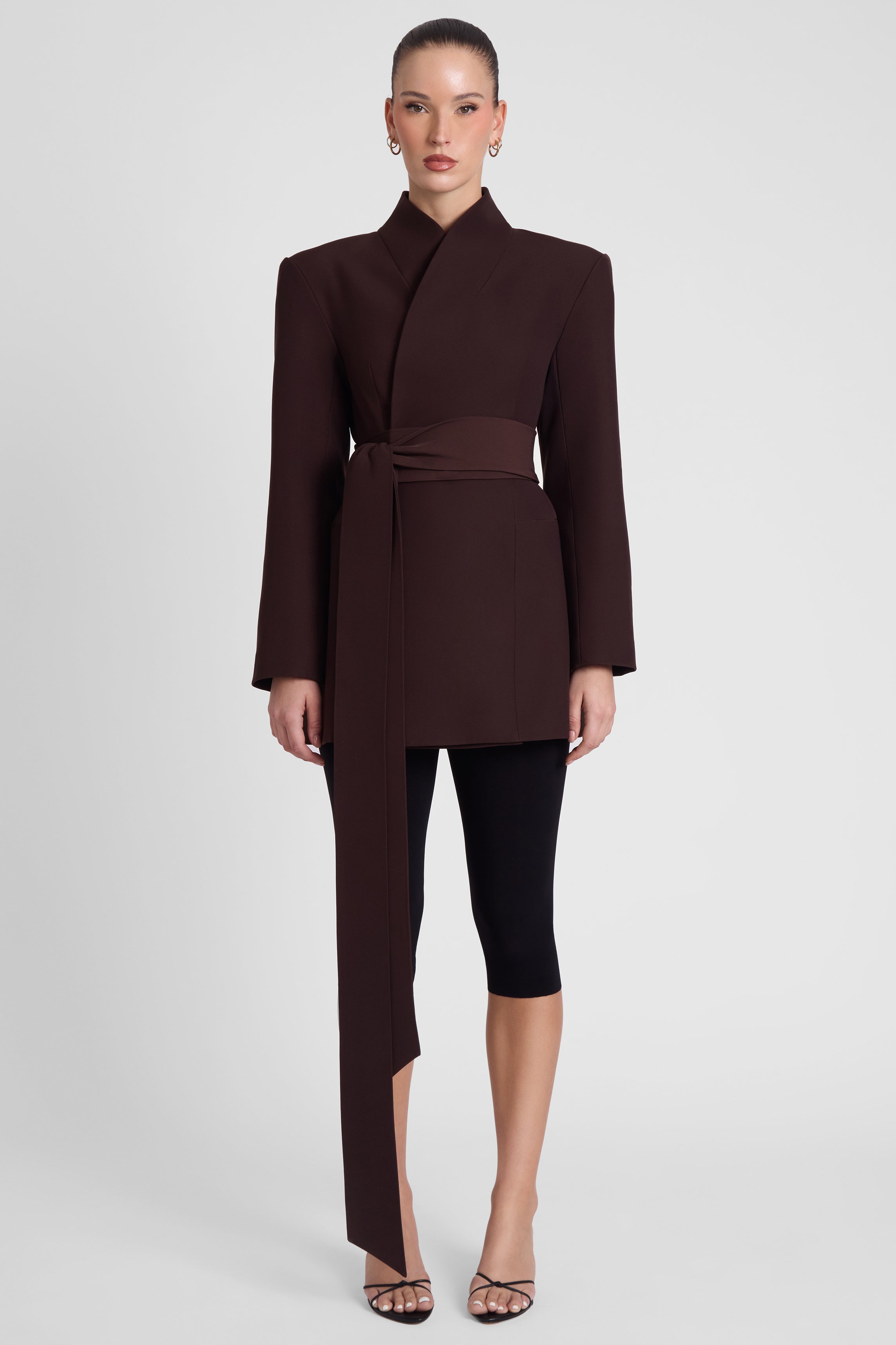 Cairo Hourglass Belted Coat - Chocolate Brown