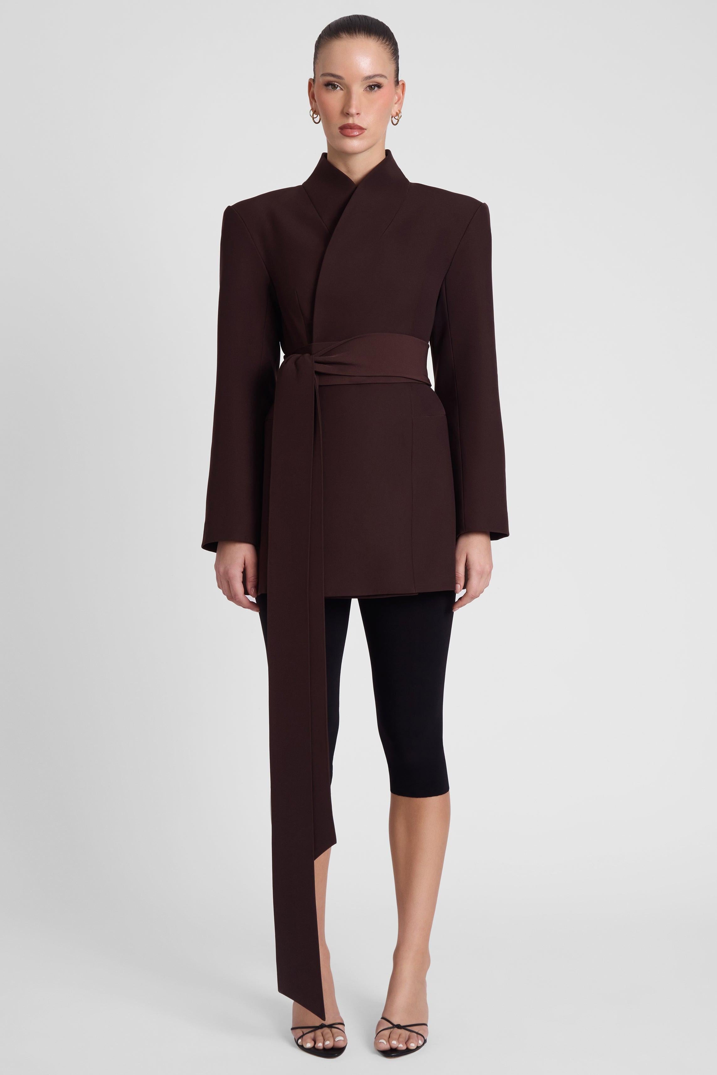 Cairo Hourglass Belted Coat - Chocolate Brown