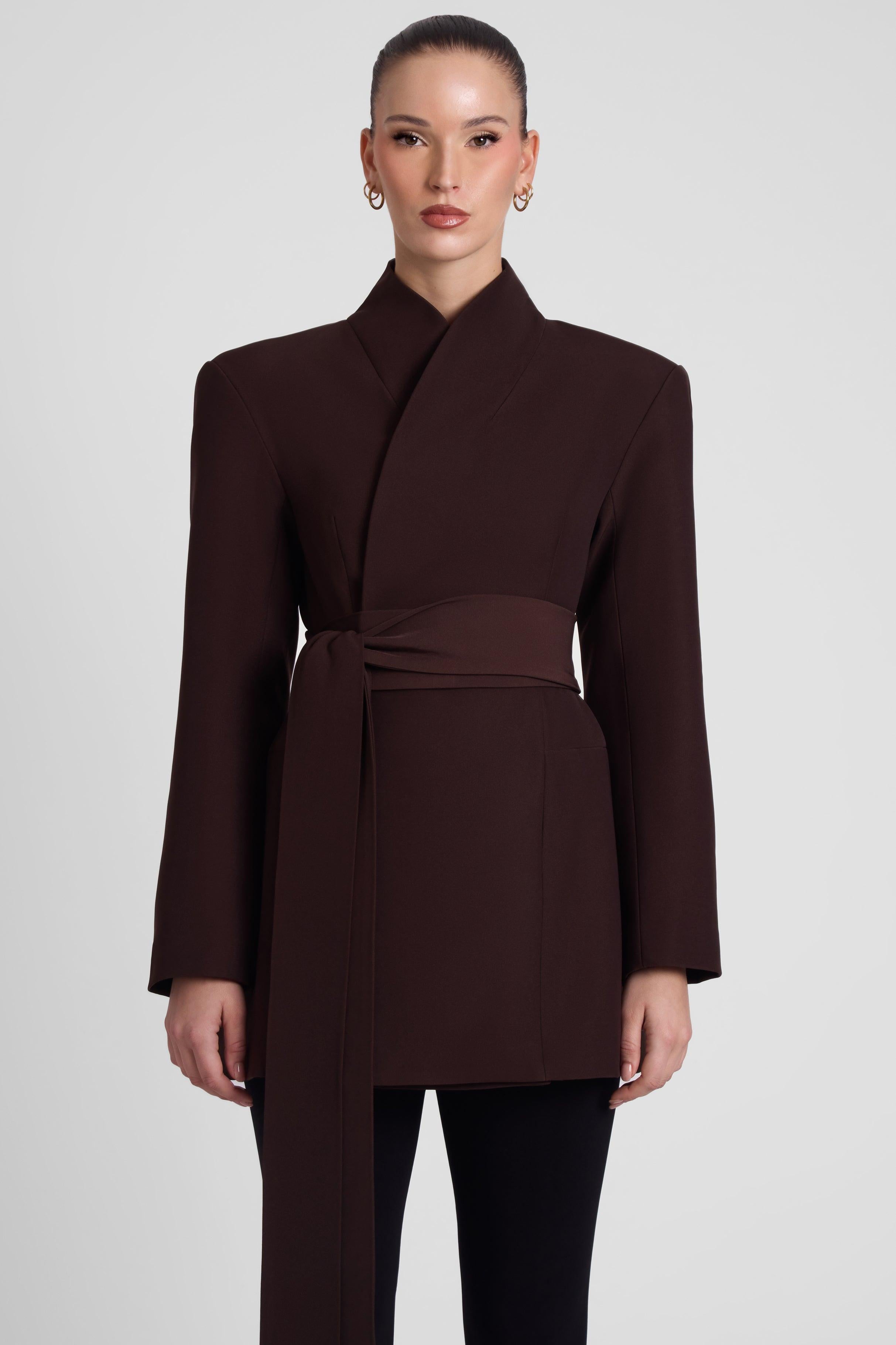 Cairo Hourglass Belted Coat - Chocolate Brown – LEAU
