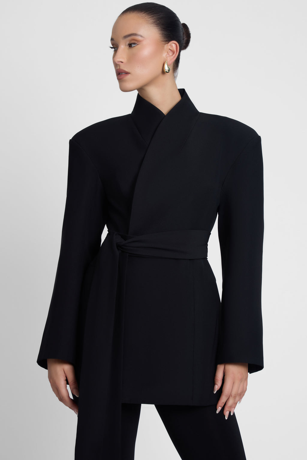 Cairo Hourglass Belted Coat - Black