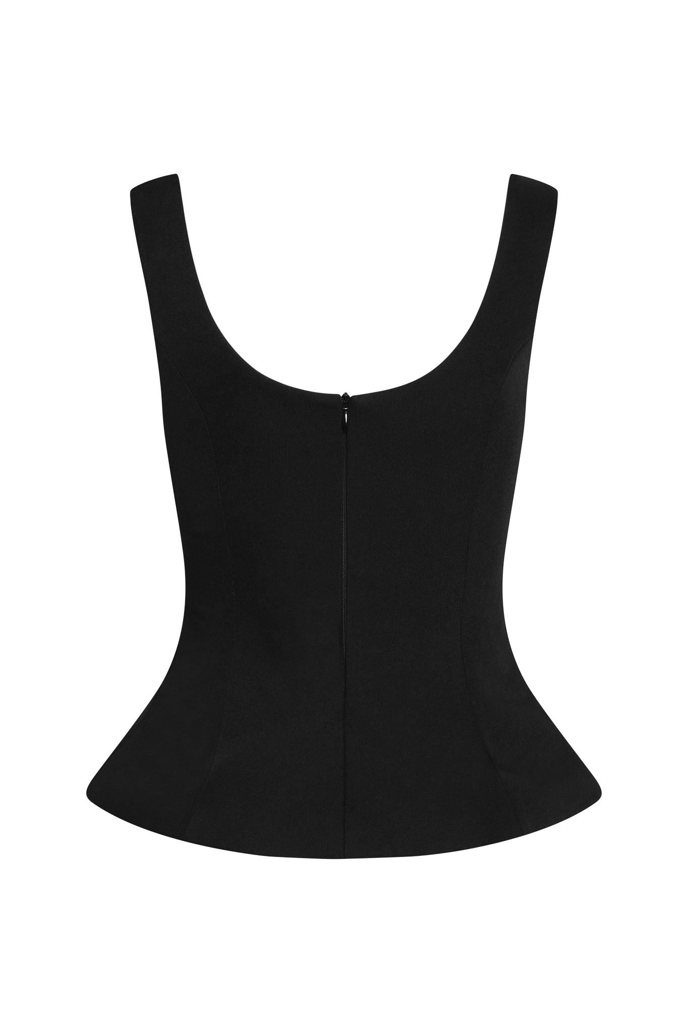 LEAU Calesia Contour Bustier Top in Black, back view.