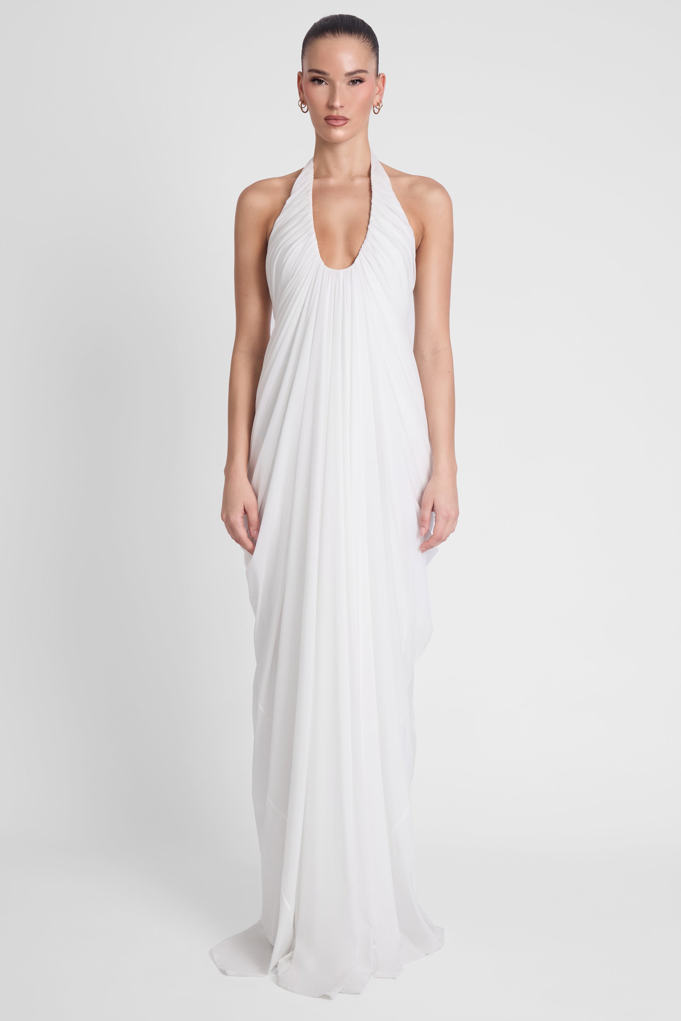Cascade Drape Gown - White