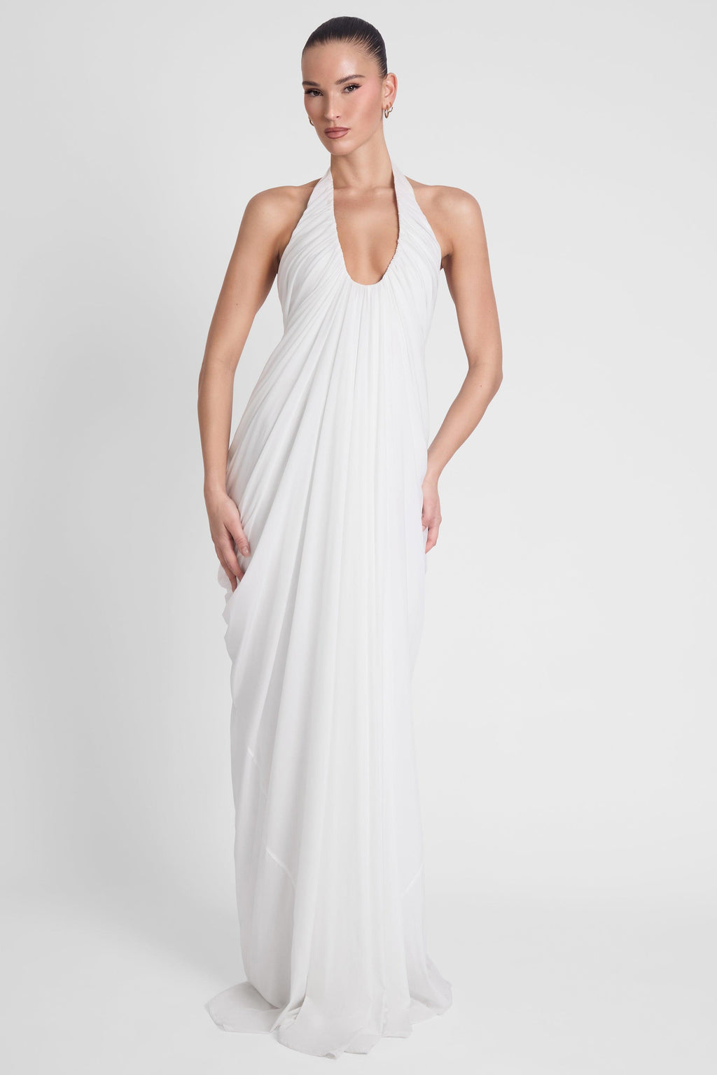 Cascade Drape Gown - White
