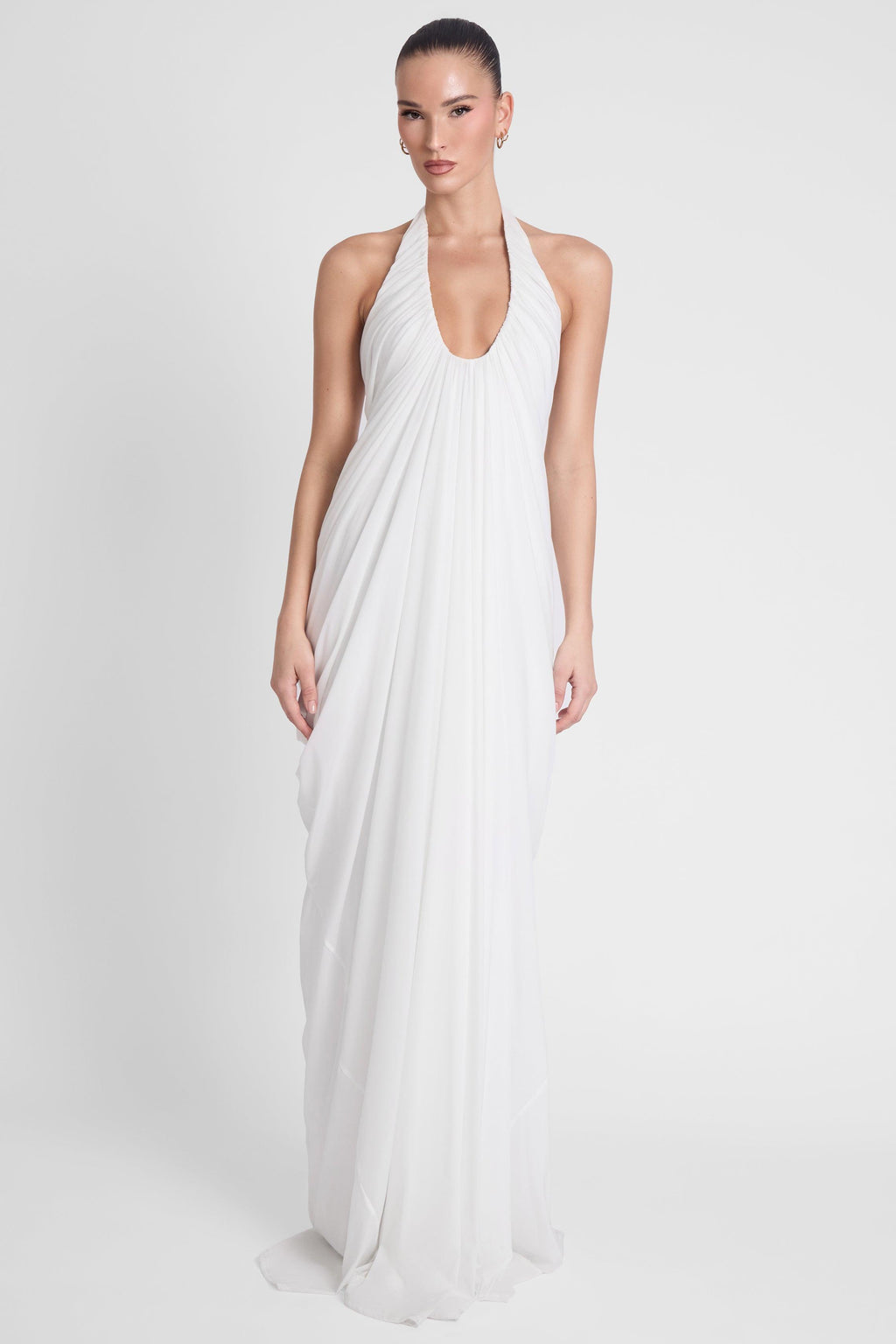 Cascade Drape Gown - White