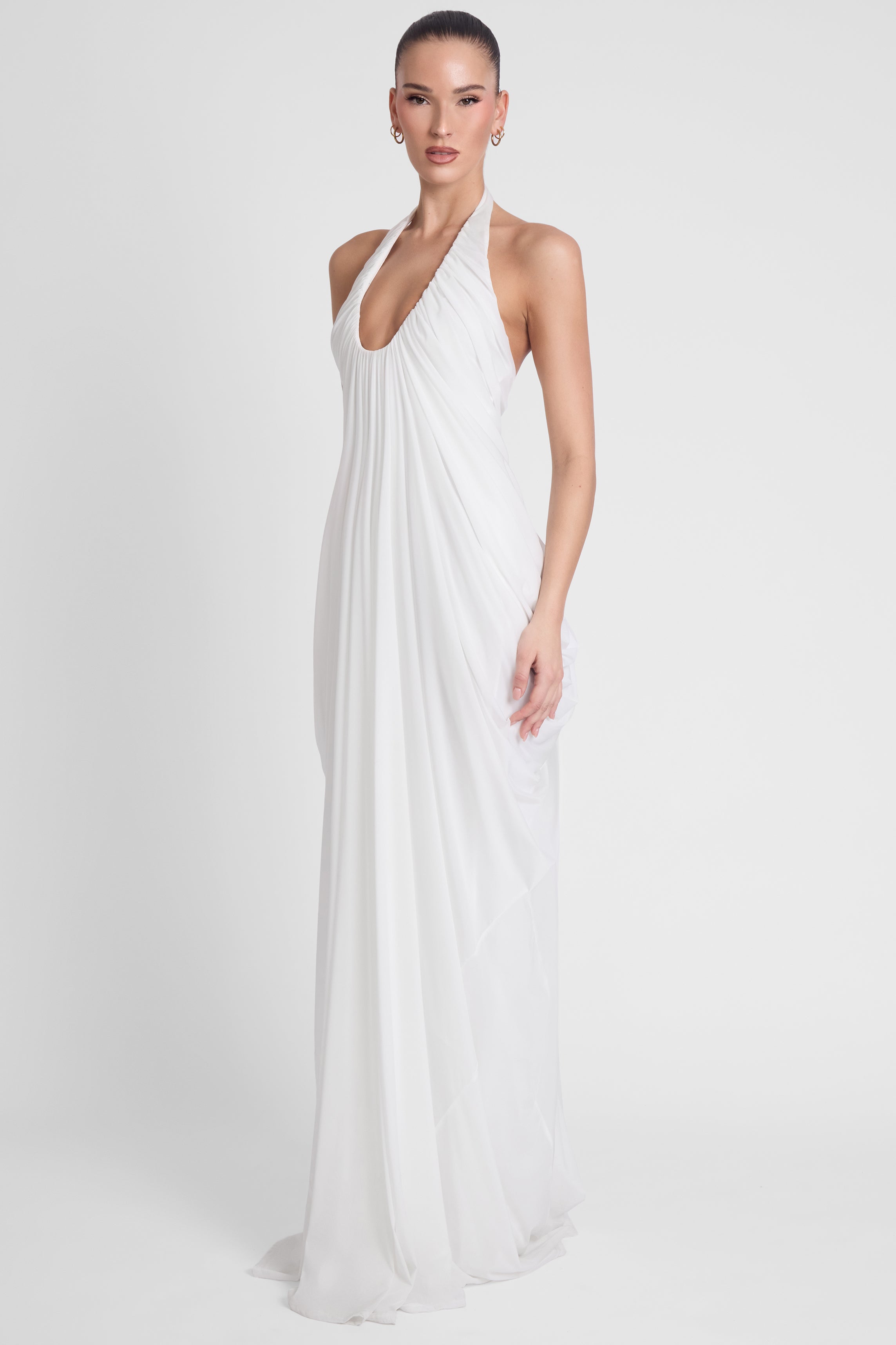 Cascade Drape Gown - White