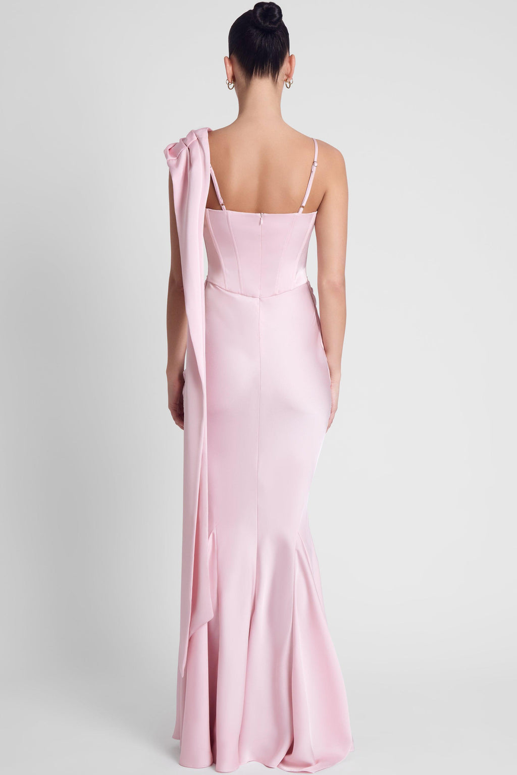 Celine Corset Drape Satin Gown - Pink