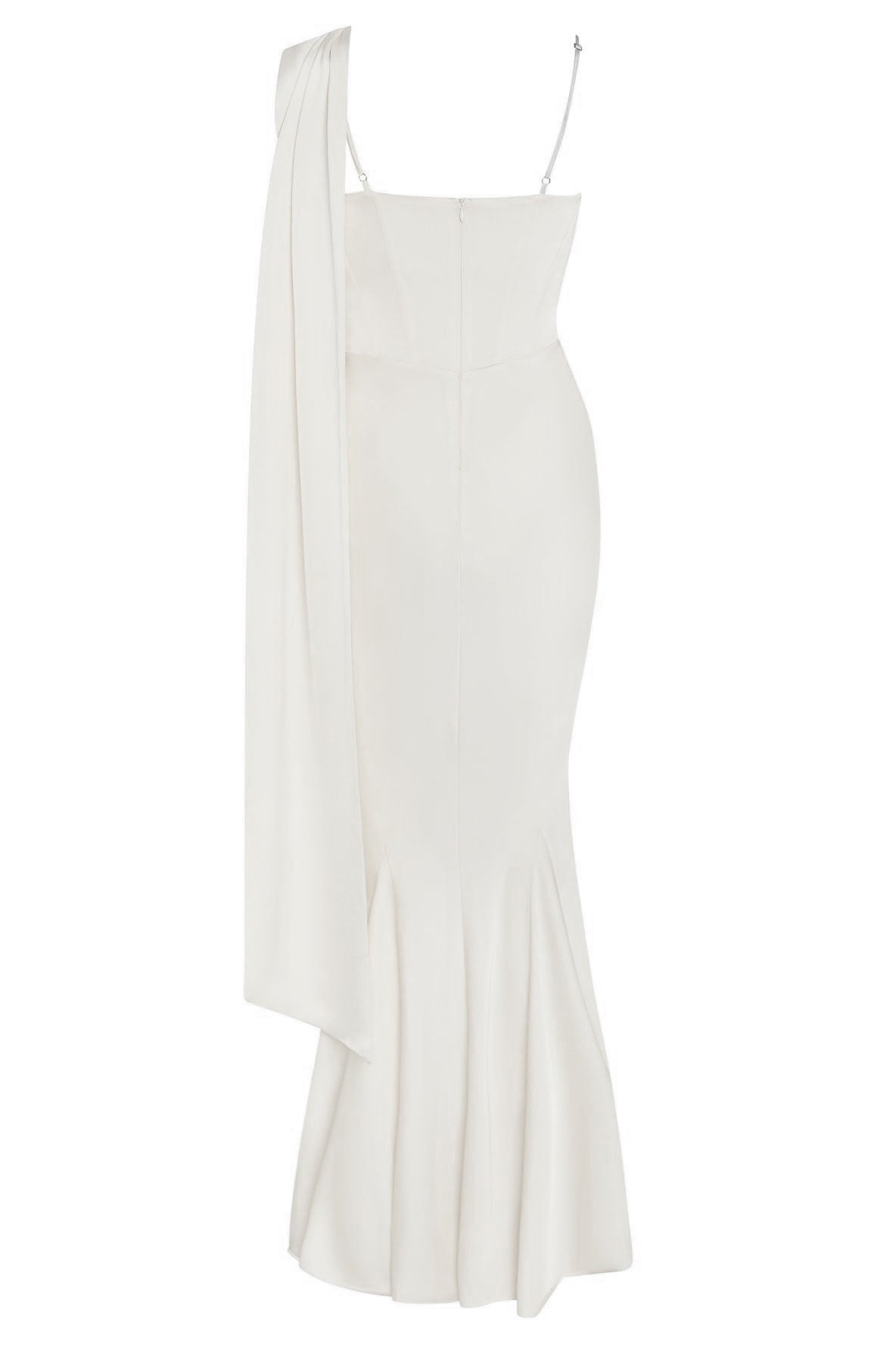 Celine Corset Drape Satin Gown - White