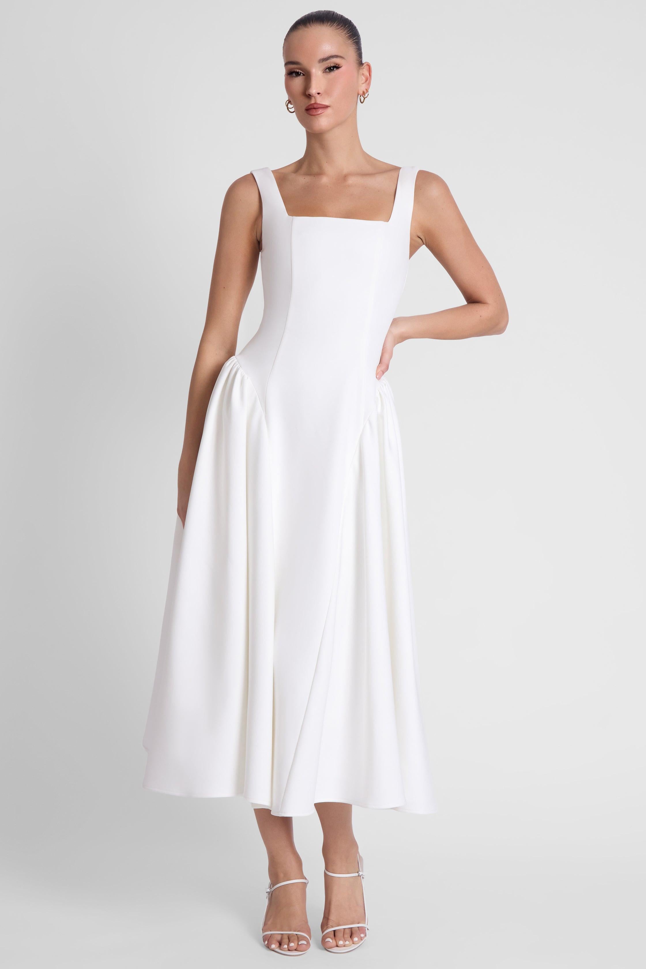 Vestido midi con corsé de Chloe - Blanco