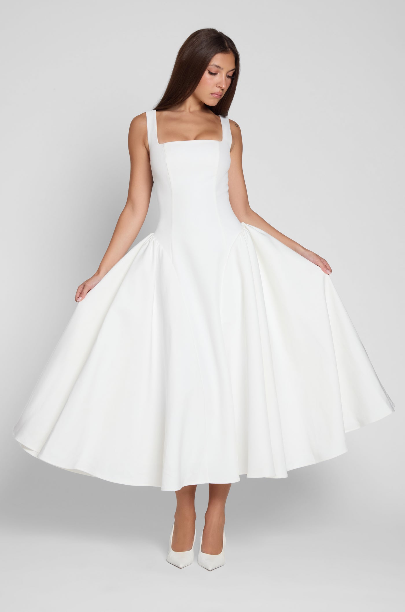 Cindi Corset Midi Dress - White